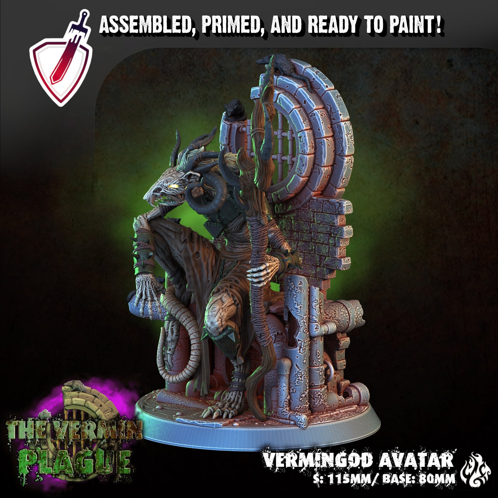 Vermingod Avatar | (Large) Miniature By Crippled God Foundry | For Tabletop Gaming, D&D, Pathfinder, And Painting | Assembled And Primed - Brush and Battle