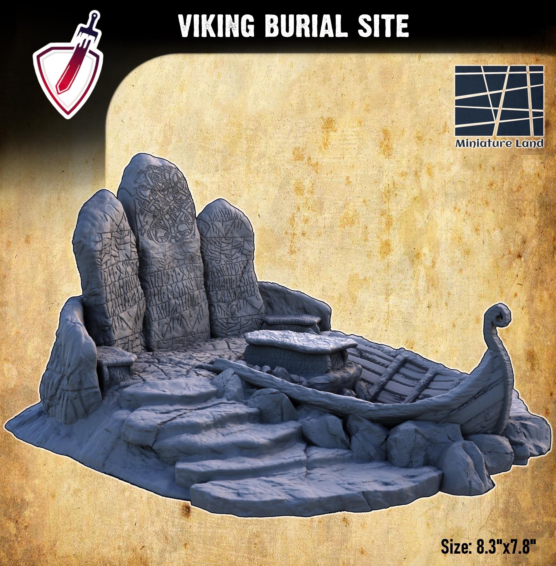 Viking Burial Site | By Miniature Land | 28mm or 32mm Viking Terrain | Great for Any Tabletop RPG!