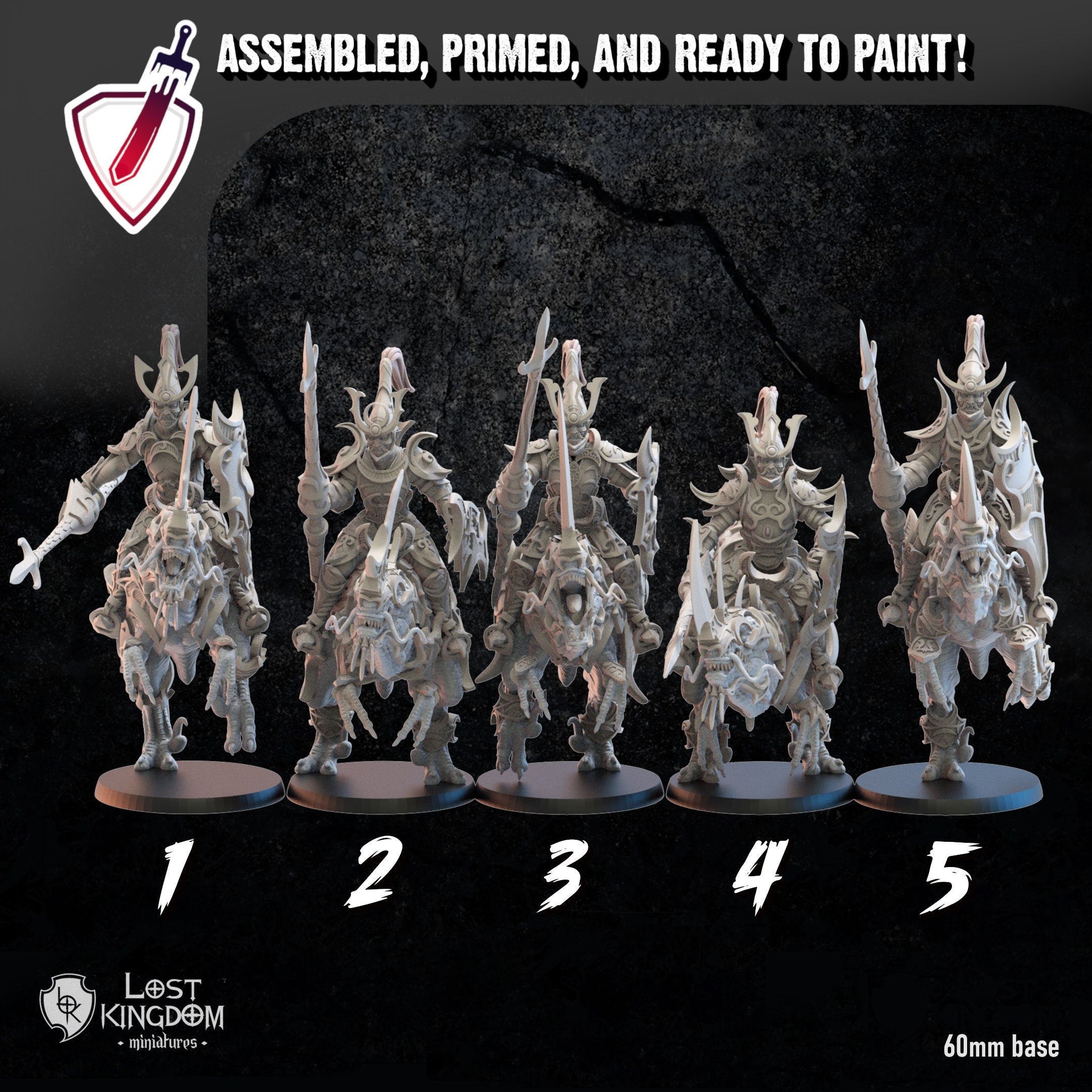 Mounted Nightfall Elves | Miniatures By Lost Kingdom | For Tabletop Gaming, D&D, Pathfinder, Wargames, And Painting | Assembled And Primed - Brush and Battle