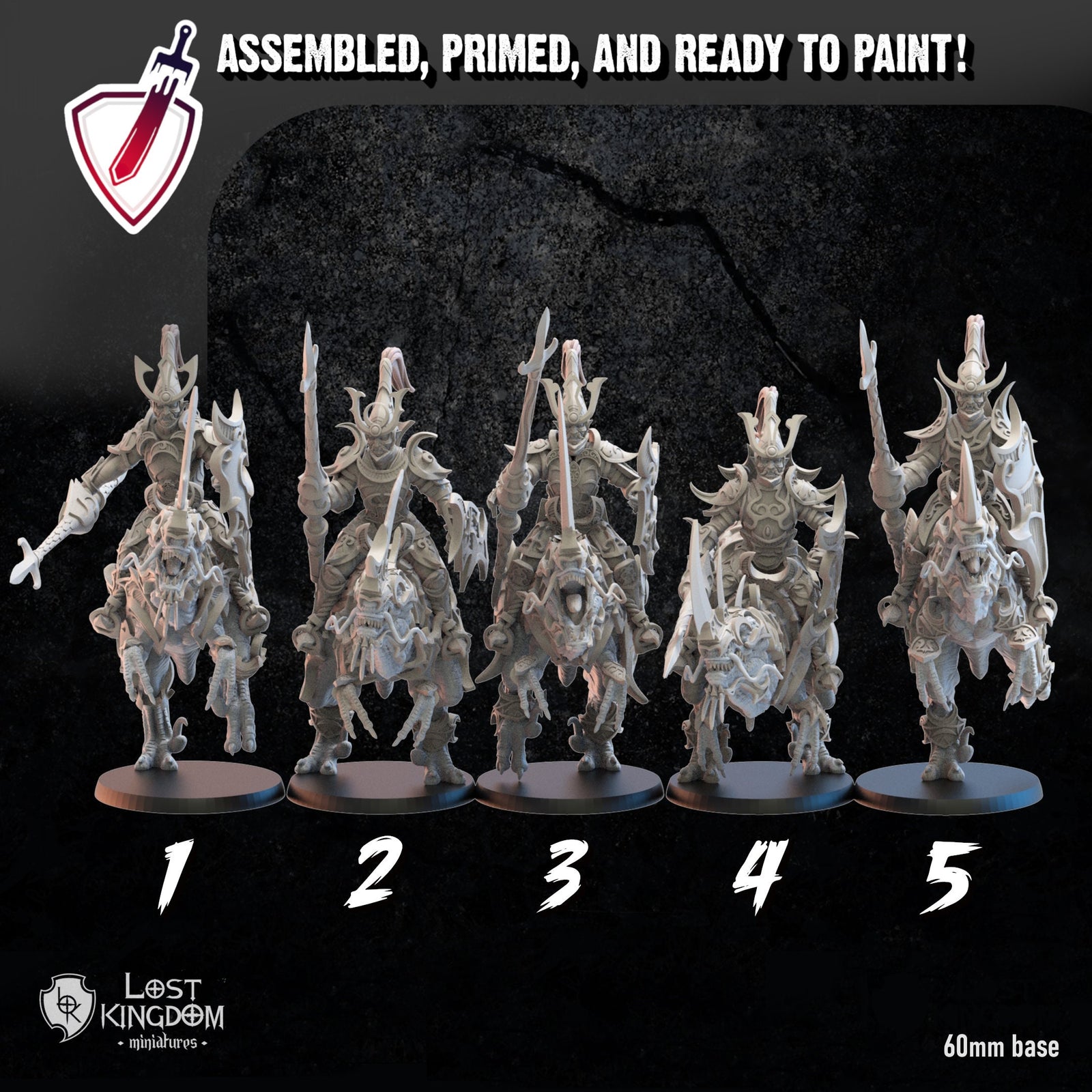 Mounted Nightfall Elves | Miniatures By Lost Kingdom | For Tabletop Gaming, D&D, Pathfinder, Wargames, And Painting | Assembled And Primed - Brush and Battle