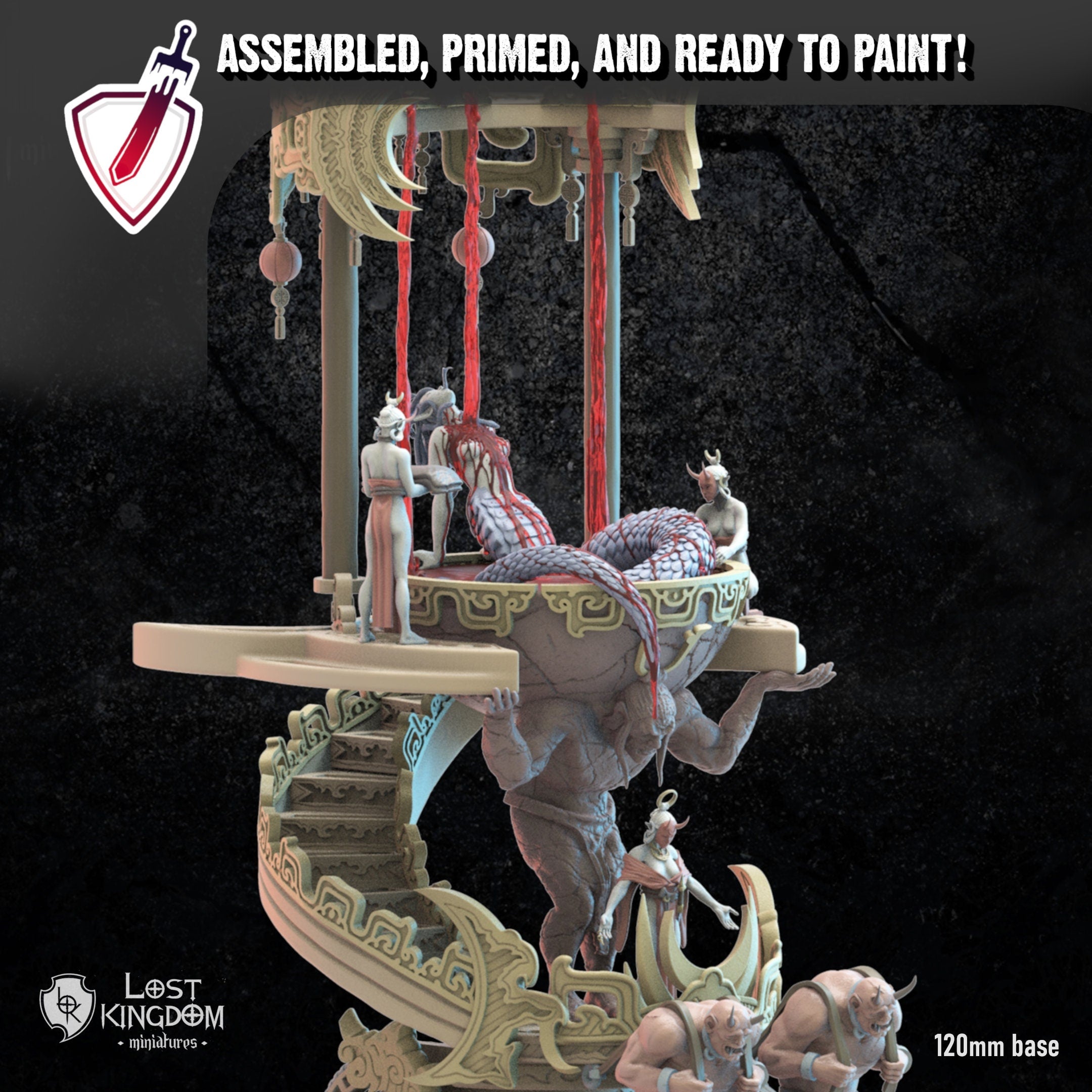 Ketsueki Altar | (Massive) Miniature By Lost Kingdom | For Tabletop Gaming, D&D, Pathfinder, Wargames, And Painting | Assembled And Primed - Brush and Battle