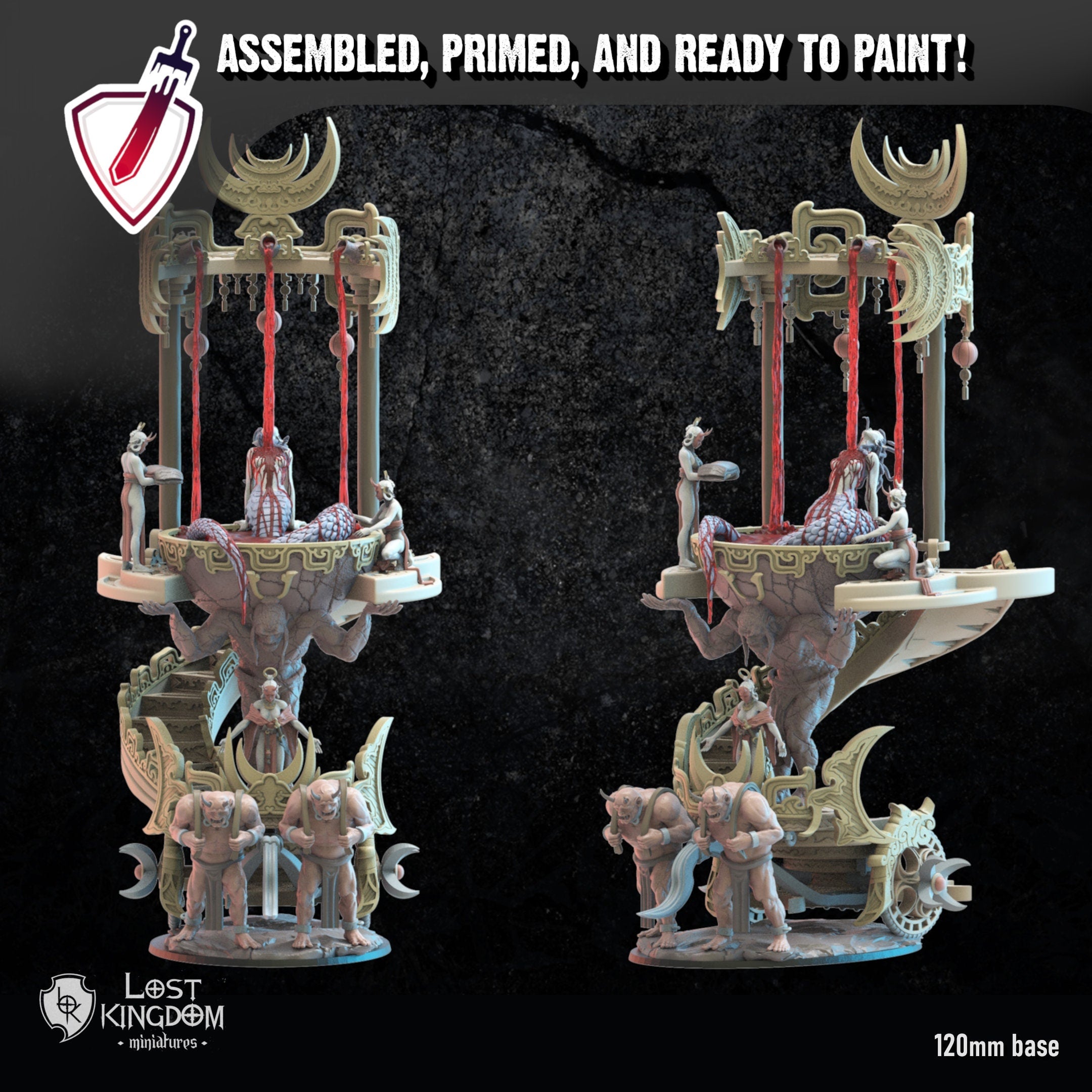 Ketsueki Altar | (Massive) Miniature By Lost Kingdom | For Tabletop Gaming, D&D, Pathfinder, Wargames, And Painting | Assembled And Primed - Brush and Battle