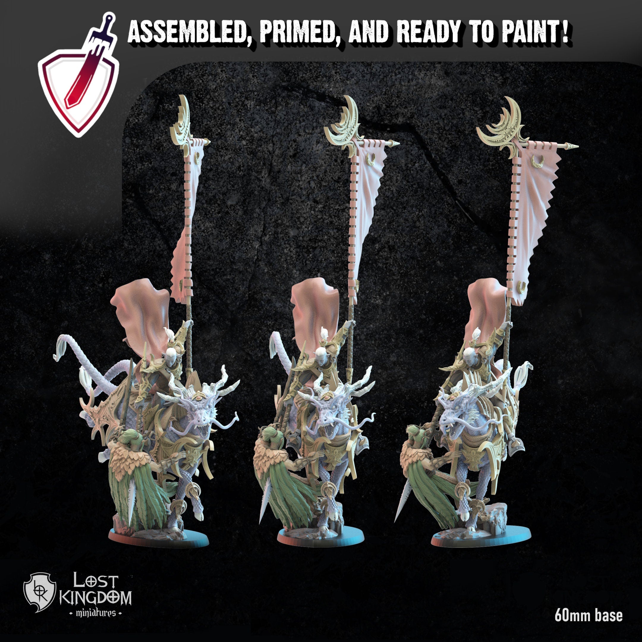 Shedo Knight Battle Standard | Miniature By Lost Kingdom | For Tabletop Gaming, D&D, Pathfinder, Wargames, Painting | Assembled And Primed - Brush and Battle