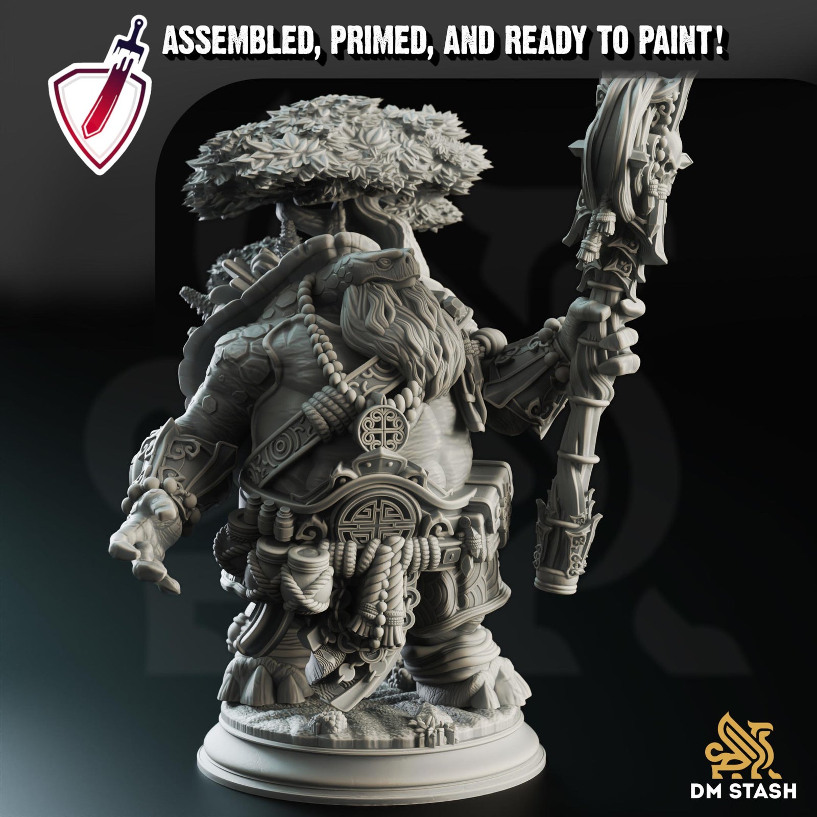 Tortle Wiseman Wizard | Miniature by DM Stash | Resin Mini For Tabletop Gaming, D&D, Pathfinder, and Painting | Assembled and Primed