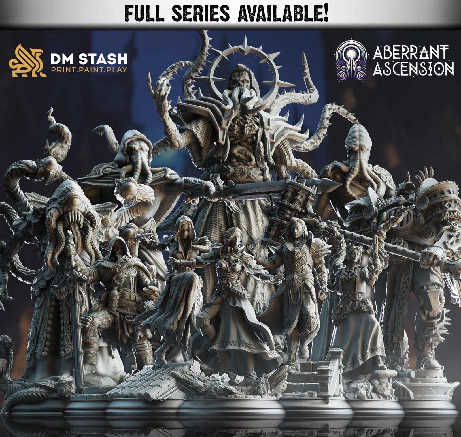 Ascended Mind Flayers | Miniatures by DM Stash | Resin Mini For Tabletop Gaming, D&D, Pathfinder, and Painting | Assembled and Primed