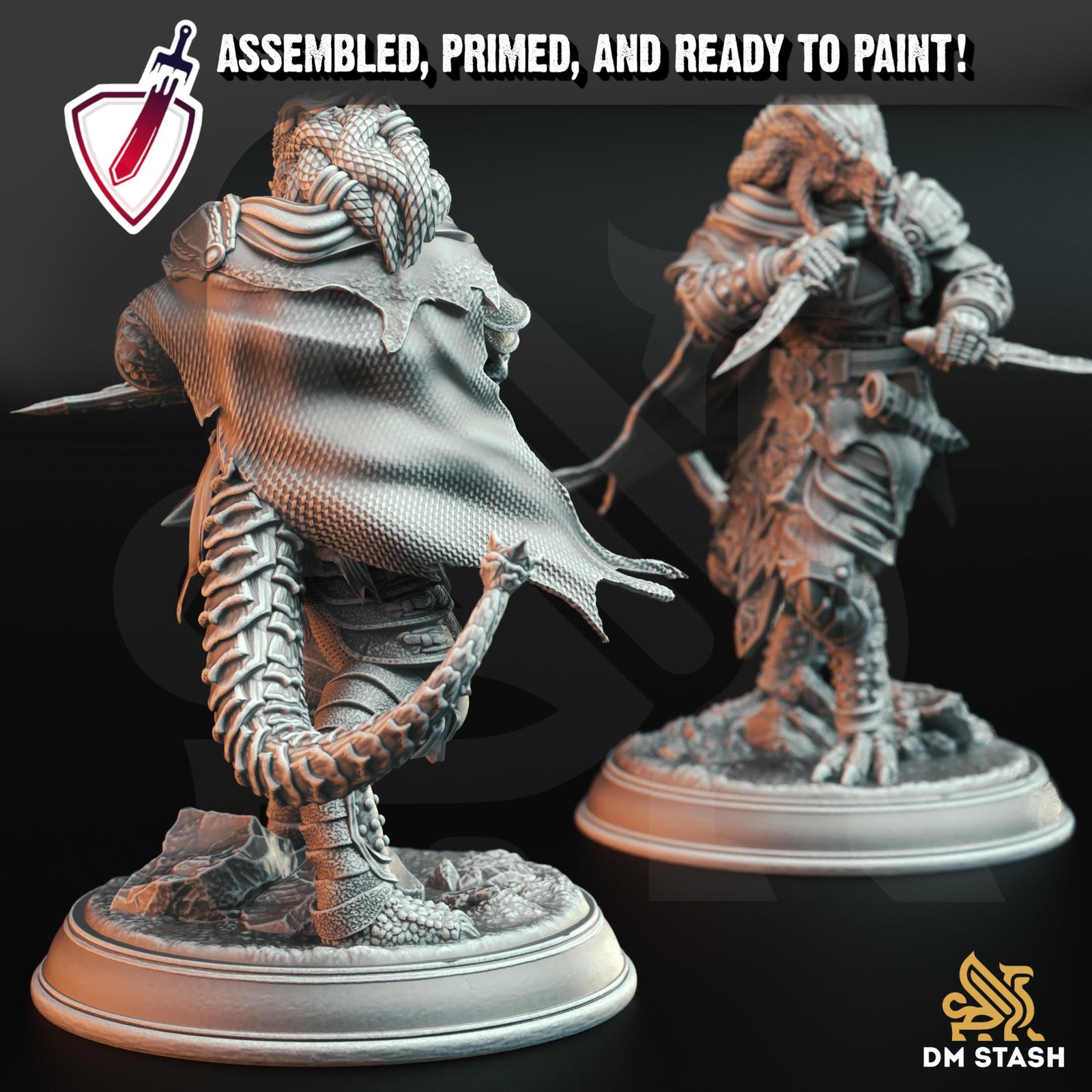 Dragonborn Assassin - Umbrascale | Miniature by DM Stash | Resin Mini For Tabletop Gaming, D&D, Pathfinder, Painting | Assembled and Primed