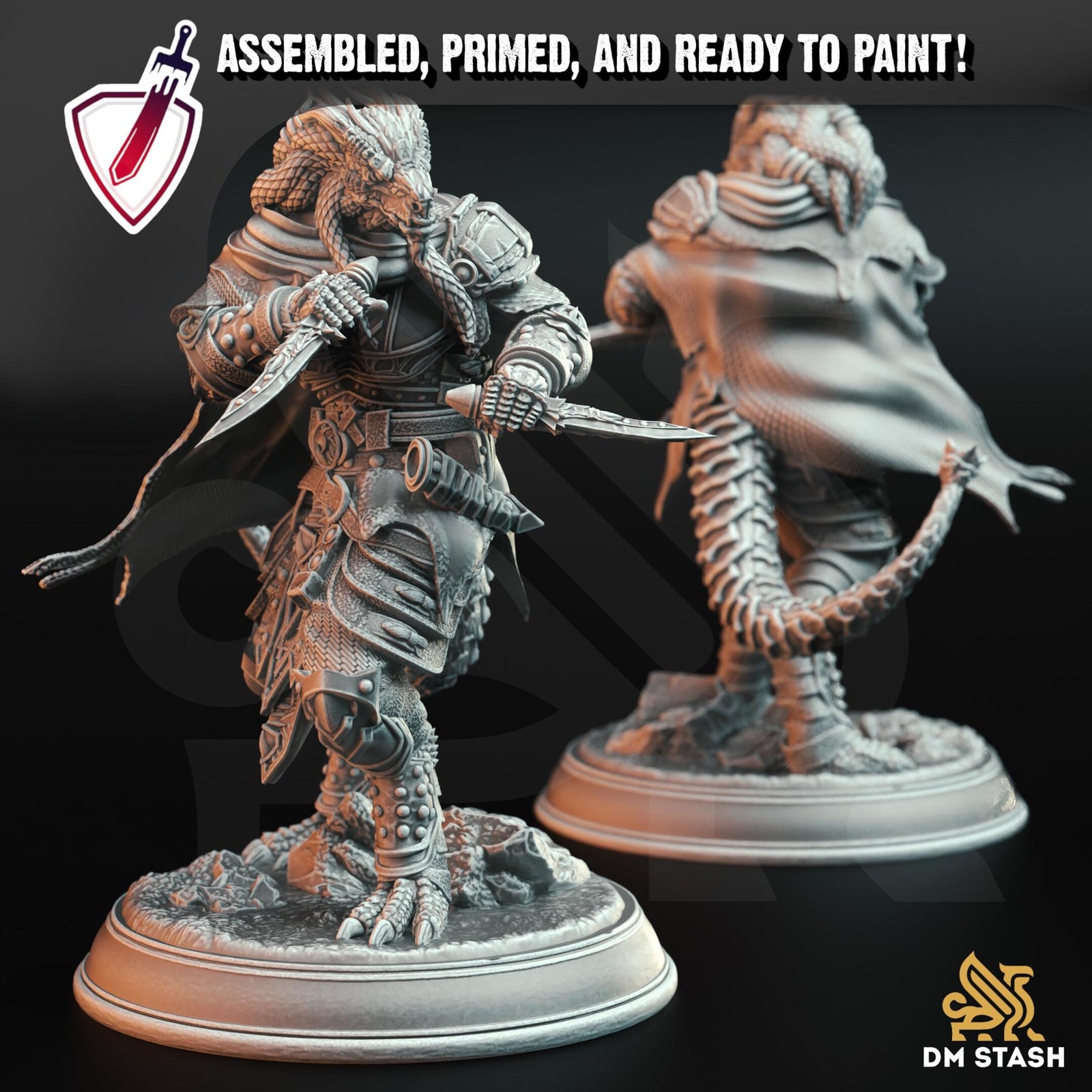 Dragonborn Assassin - Umbrascale | Miniature by DM Stash | Resin Mini For Tabletop Gaming, D&D, Pathfinder, Painting | Assembled and Primed