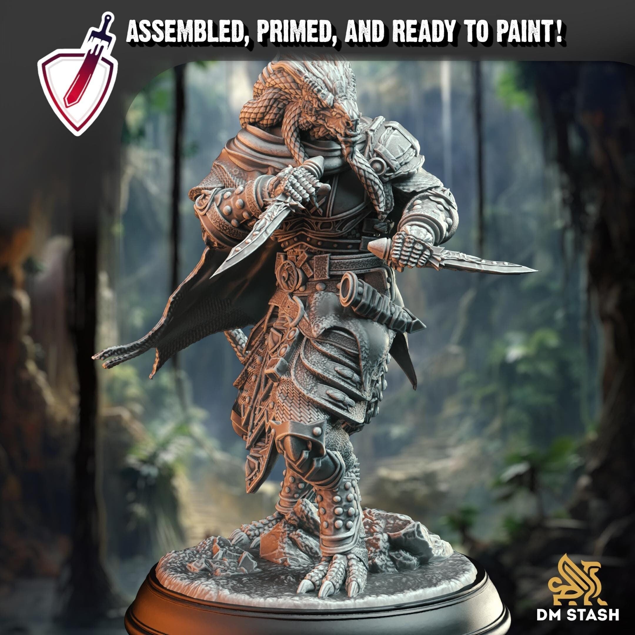 Dragonborn Assassin - Umbrascale | Miniature by DM Stash | Resin Mini For Tabletop Gaming, D&D, Pathfinder, Painting | Assembled and Primed