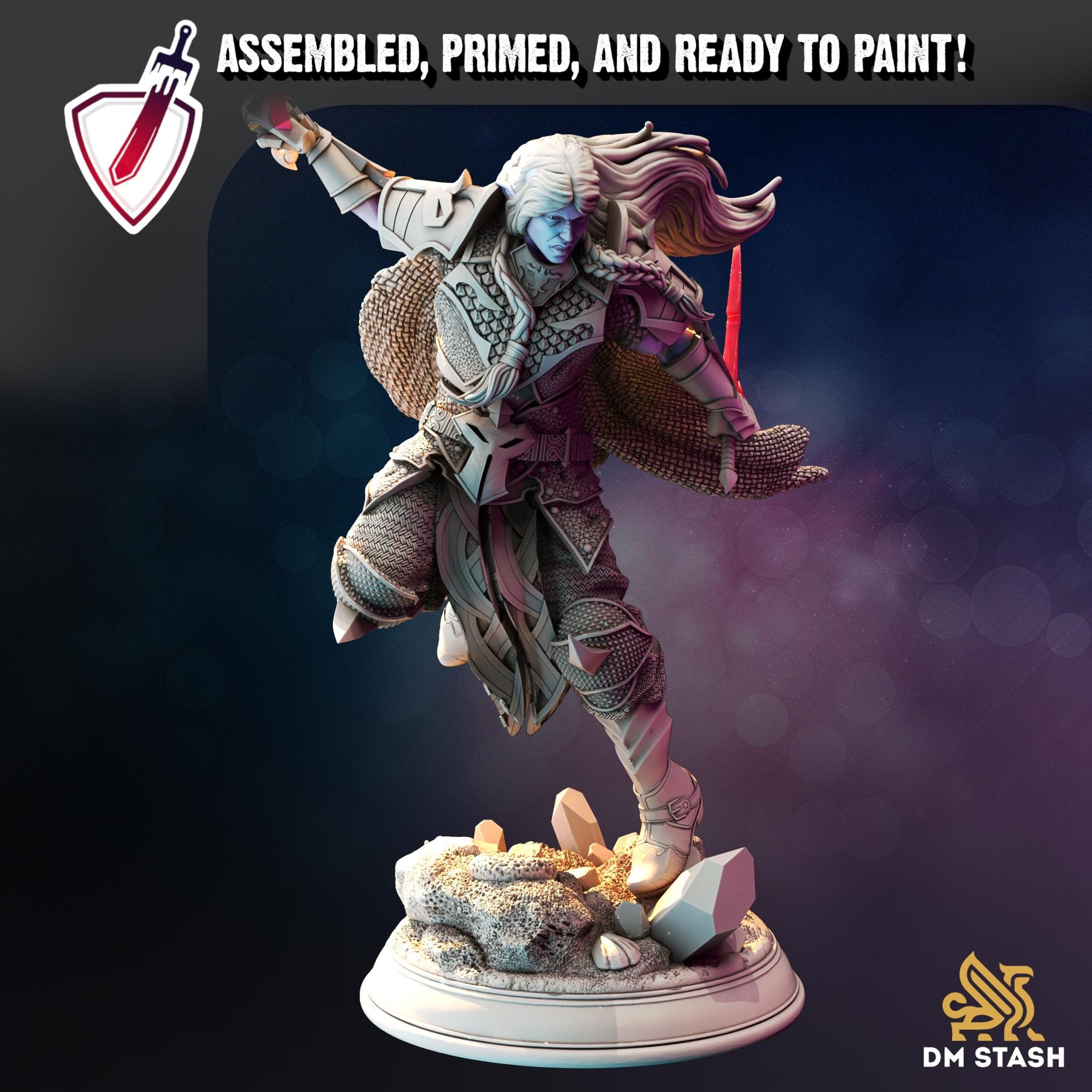 Drow Underdark Ranger - Xandir | Miniature by DM Stash | Resin Mini For Tabletop Gaming, D&D, Pathfinder, Painting | Assembled and Primed