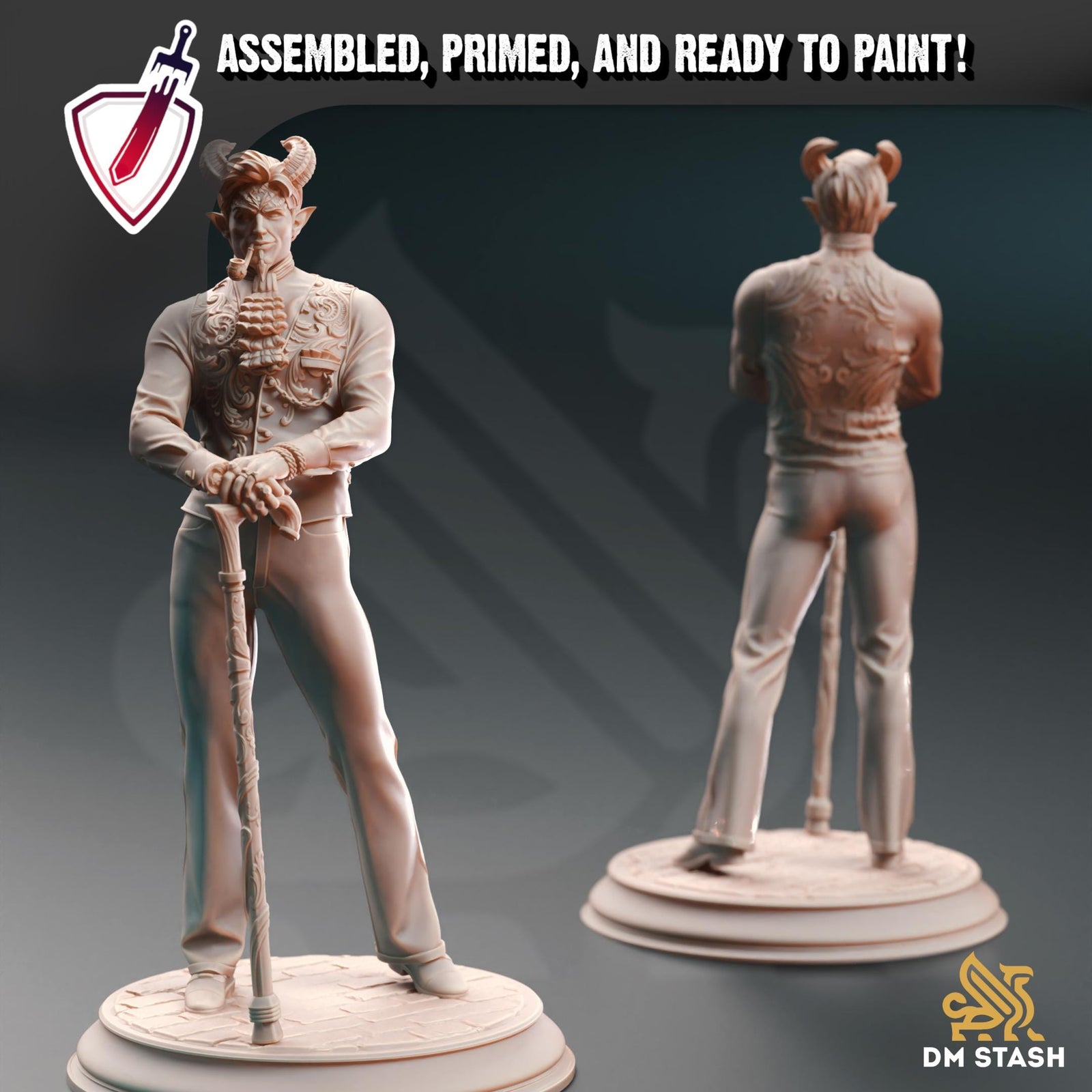 Tiefling Crimelord - Xarvir | Miniature by DM Stash | Resin Mini For Tabletop Gaming, D&D, Pathfinder, Painting | Assembled and Primed