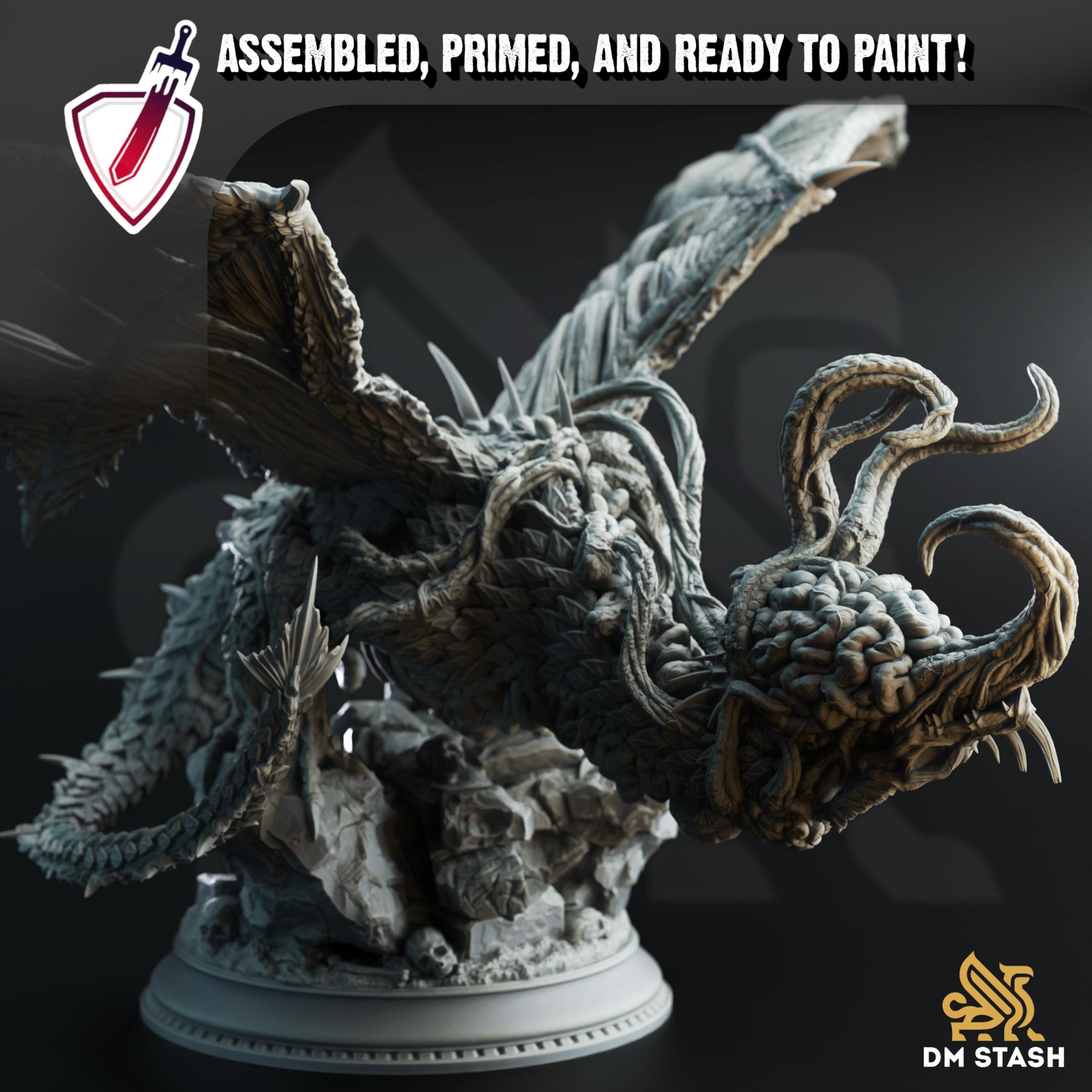 Eldritch Flayed Dragon - Midorius | Miniature by DM Stash | Resin Mini For Tabletop Gaming, D&D, Pathfinder, Painting | Assembled and Primed