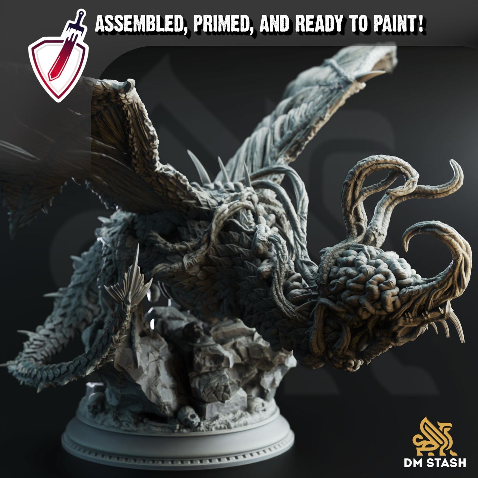 Eldritch Flayed Dragon - Midorius | Miniature by DM Stash | Resin Mini For Tabletop Gaming, D&D, Pathfinder, Painting | Assembled and Primed