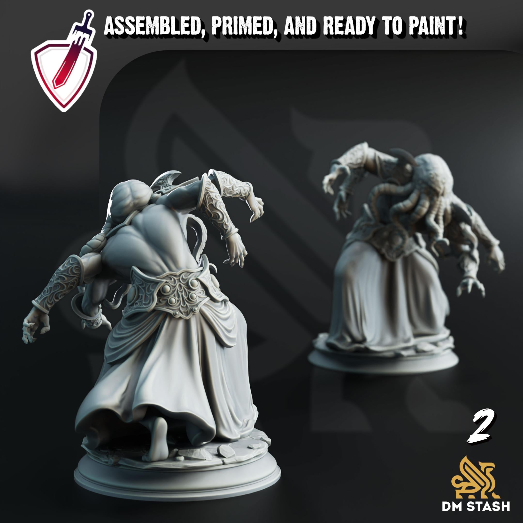 Ascended Mind Flayers | Miniatures by DM Stash | Resin Mini For Tabletop Gaming, D&D, Pathfinder, and Painting | Assembled and Primed