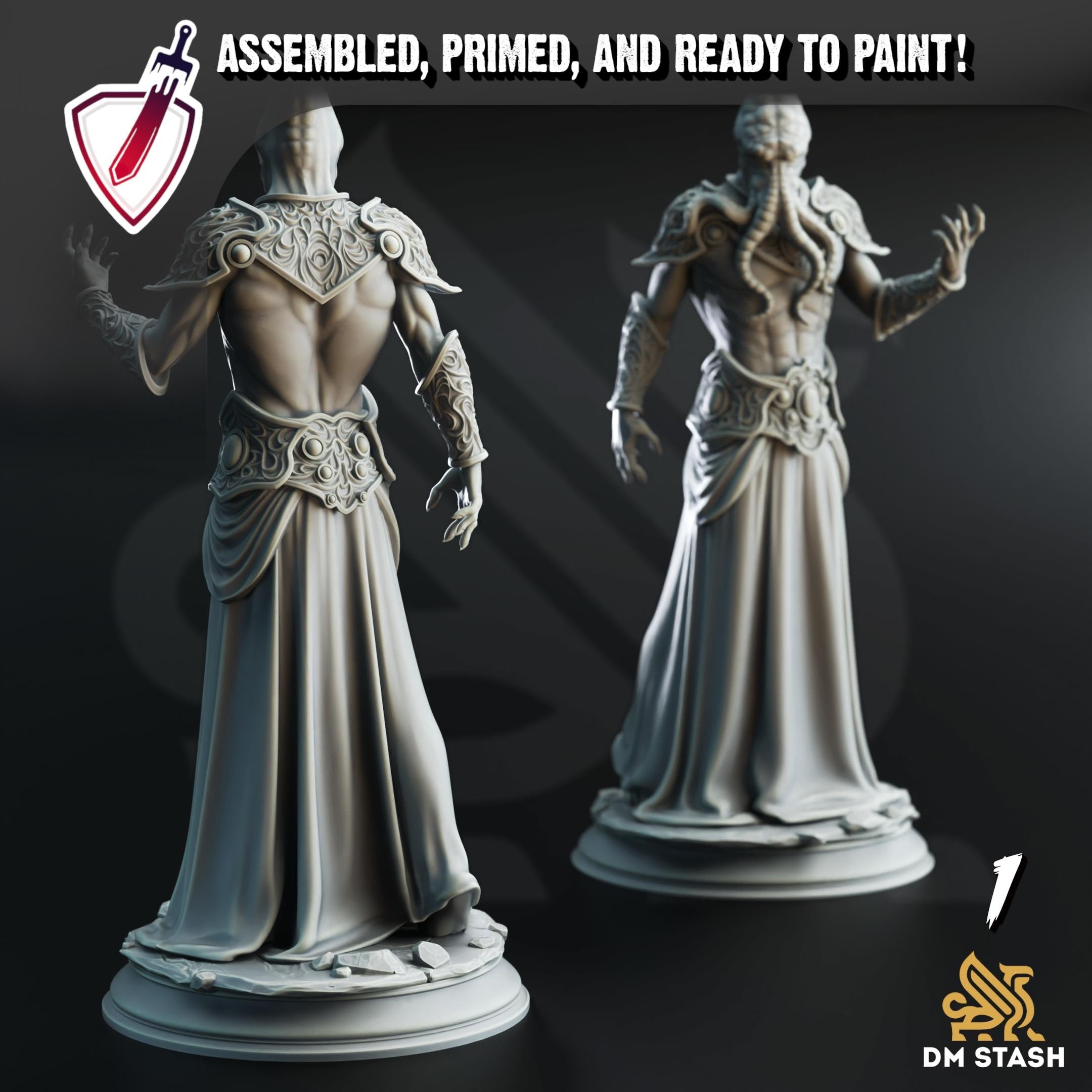 Ascended Mind Flayers | Miniatures by DM Stash | Resin Mini For Tabletop Gaming, D&D, Pathfinder, and Painting | Assembled and Primed