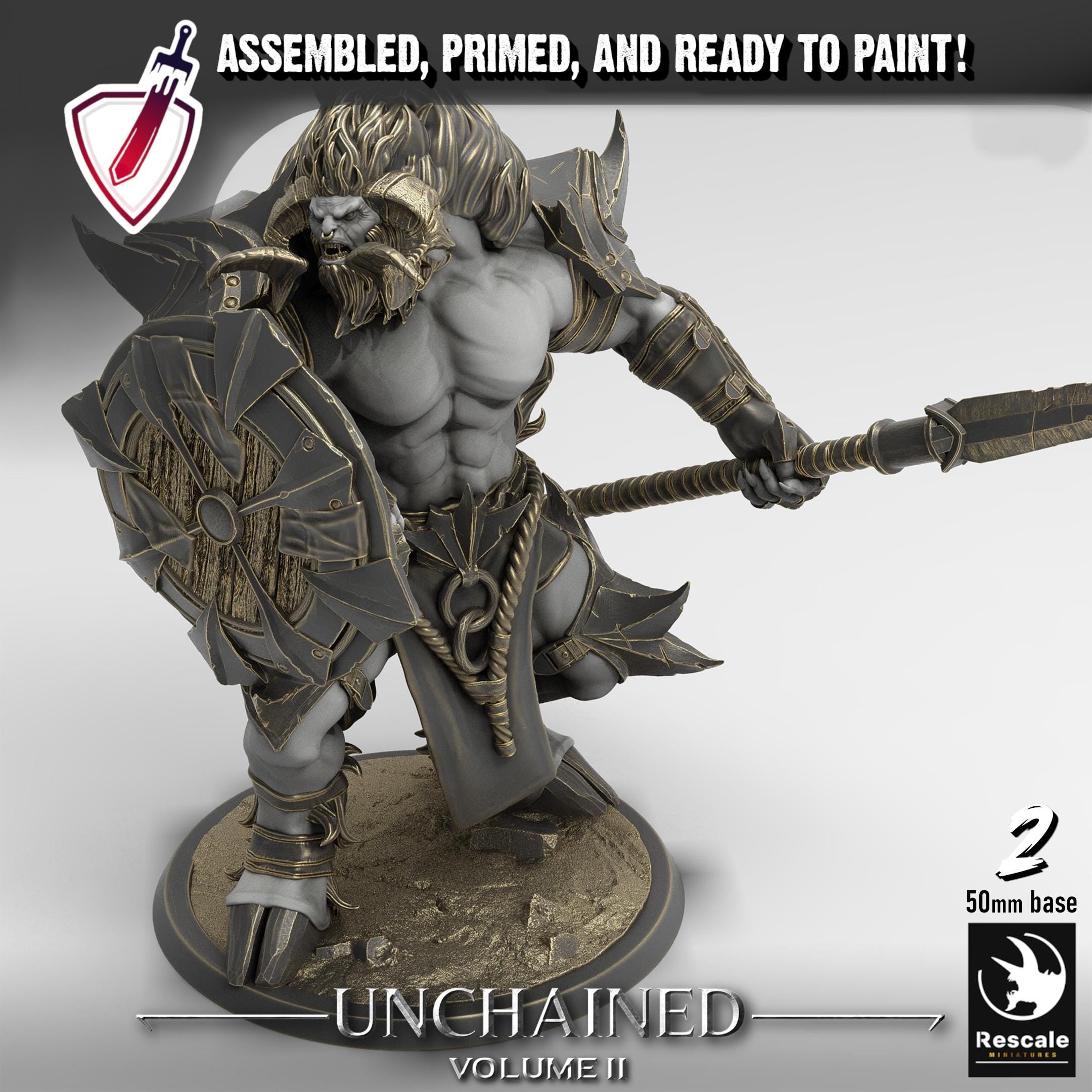 Armored Minotaurs | By Rescale Miniatures | Resin Mini for Tabletop Wargames, RPGs, and Painting | Assembled and Primed