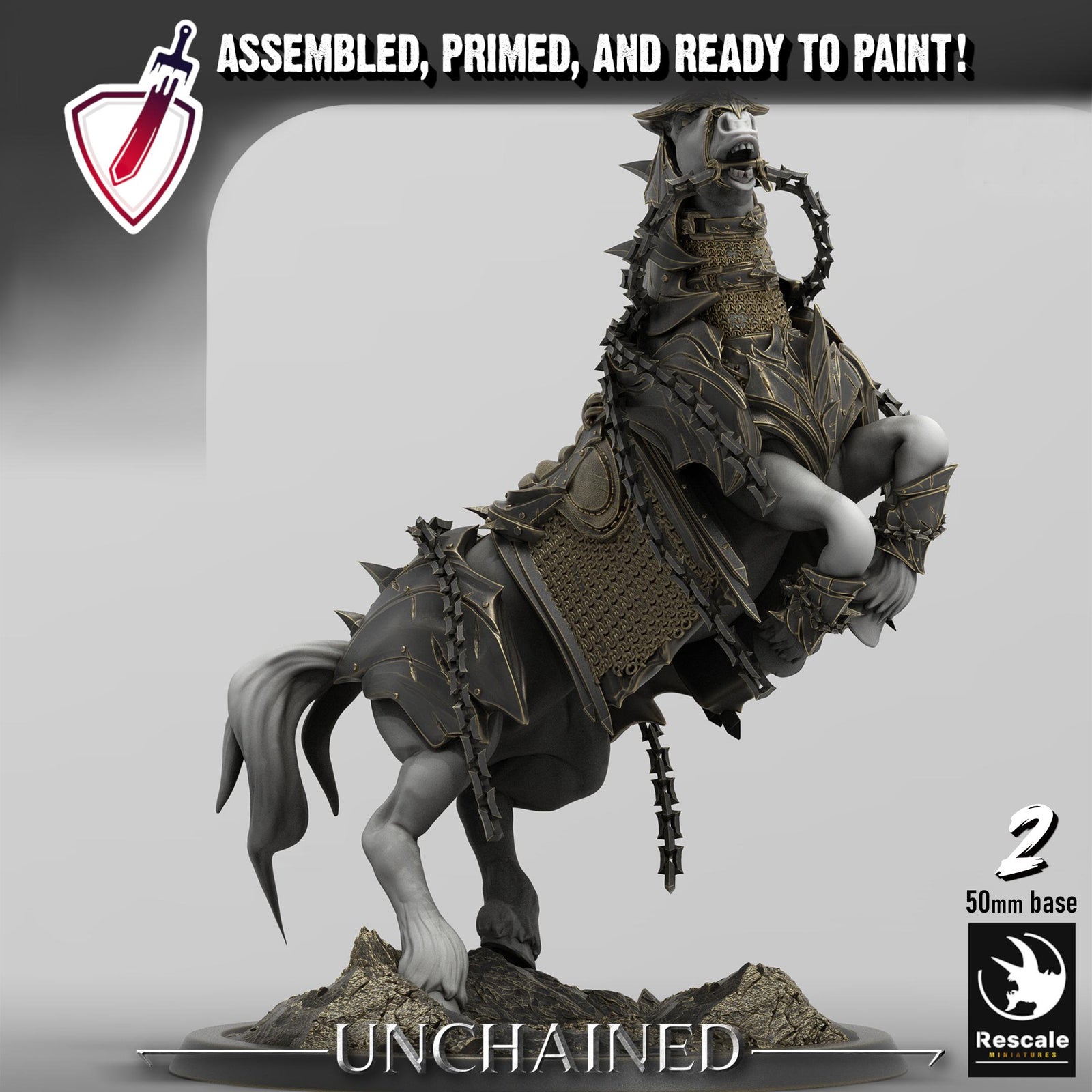 Unchained Horses | By Rescale Miniatures | Resin Mini for Tabletop Wargames, RPGs, and Painting | Assembled and Primed