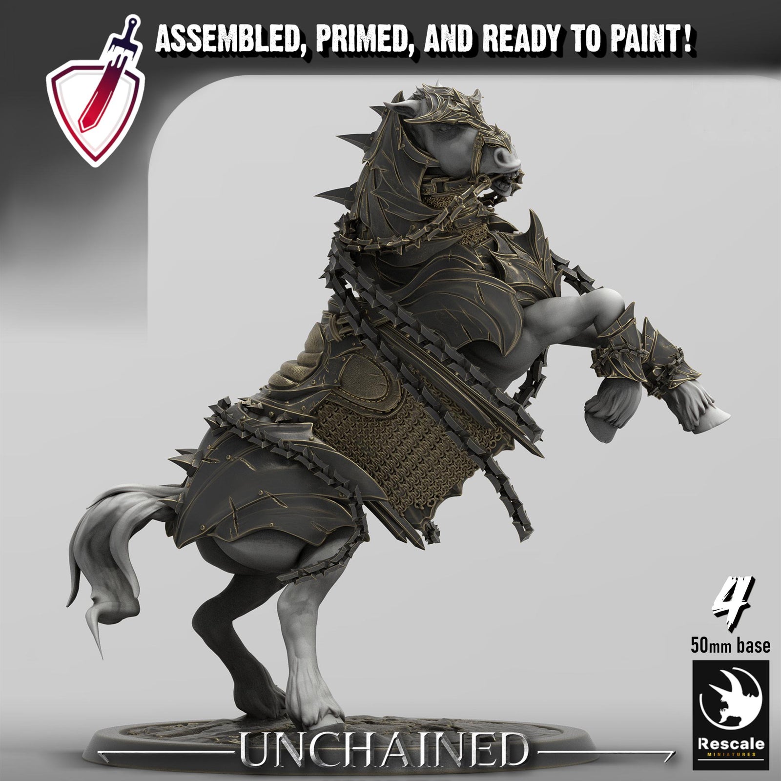 Unchained Horses | By Rescale Miniatures | Resin Mini for Tabletop Wargames, RPGs, and Painting | Assembled and Primed