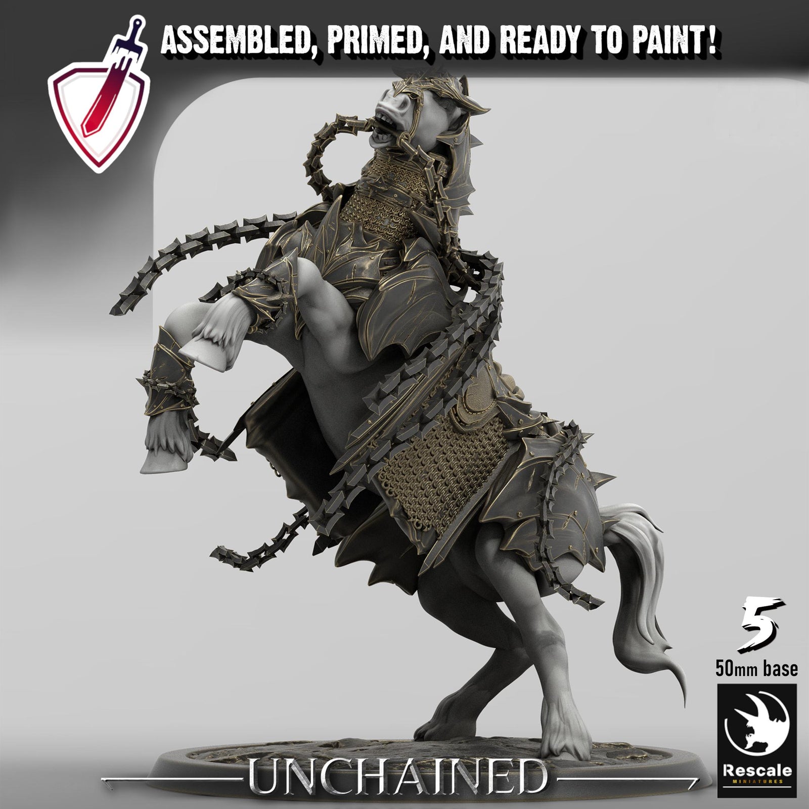 Unchained Horses | By Rescale Miniatures | Resin Mini for Tabletop Wargames, RPGs, and Painting | Assembled and Primed