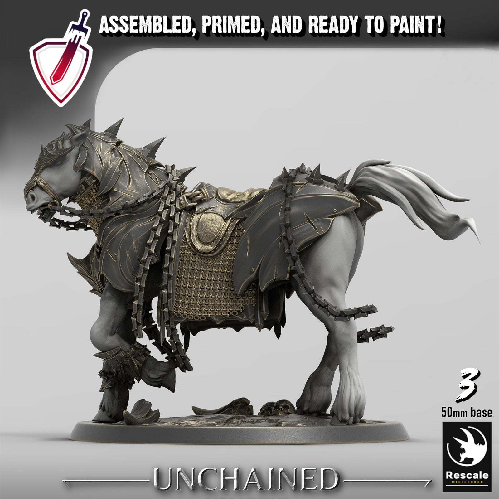 Unchained Horses | By Rescale Miniatures | Resin Mini for Tabletop Wargames, RPGs, and Painting | Assembled and Primed