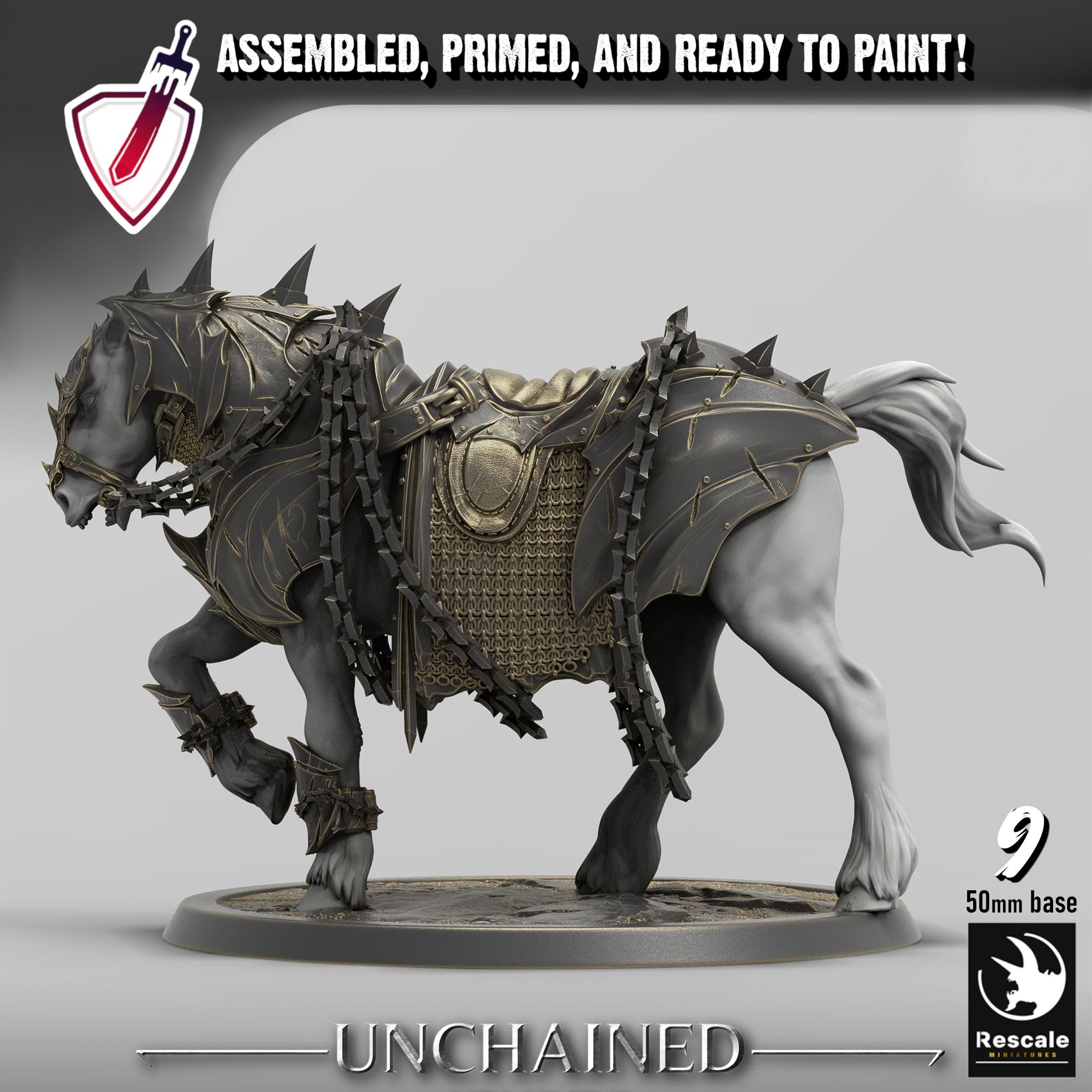 Unchained Horses | By Rescale Miniatures | Resin Mini for Tabletop Wargames, RPGs, and Painting | Assembled and Primed