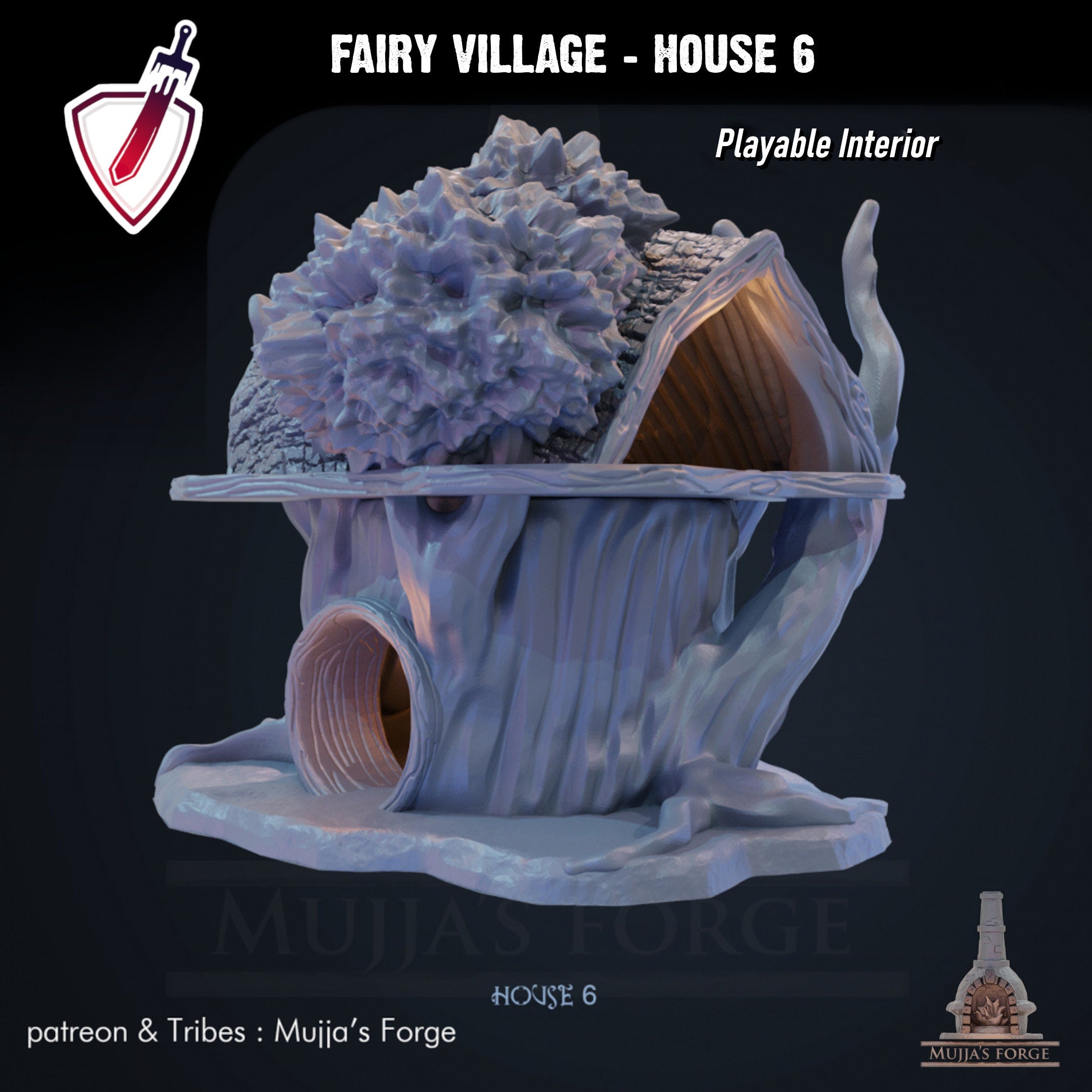 Fairy Village House 6 | By Mujja'S Forge | Forest Themed Building Terrain With Interior | Great For Any Tabletop RPG! - Brush and Battle