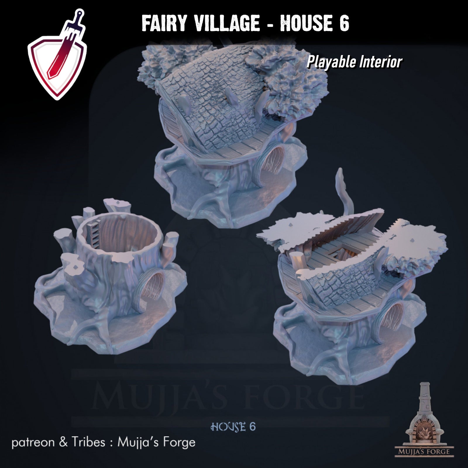Fairy Village House 6 | By Mujja'S Forge | Forest Themed Building Terrain With Interior | Great For Any Tabletop RPG! - Brush and Battle