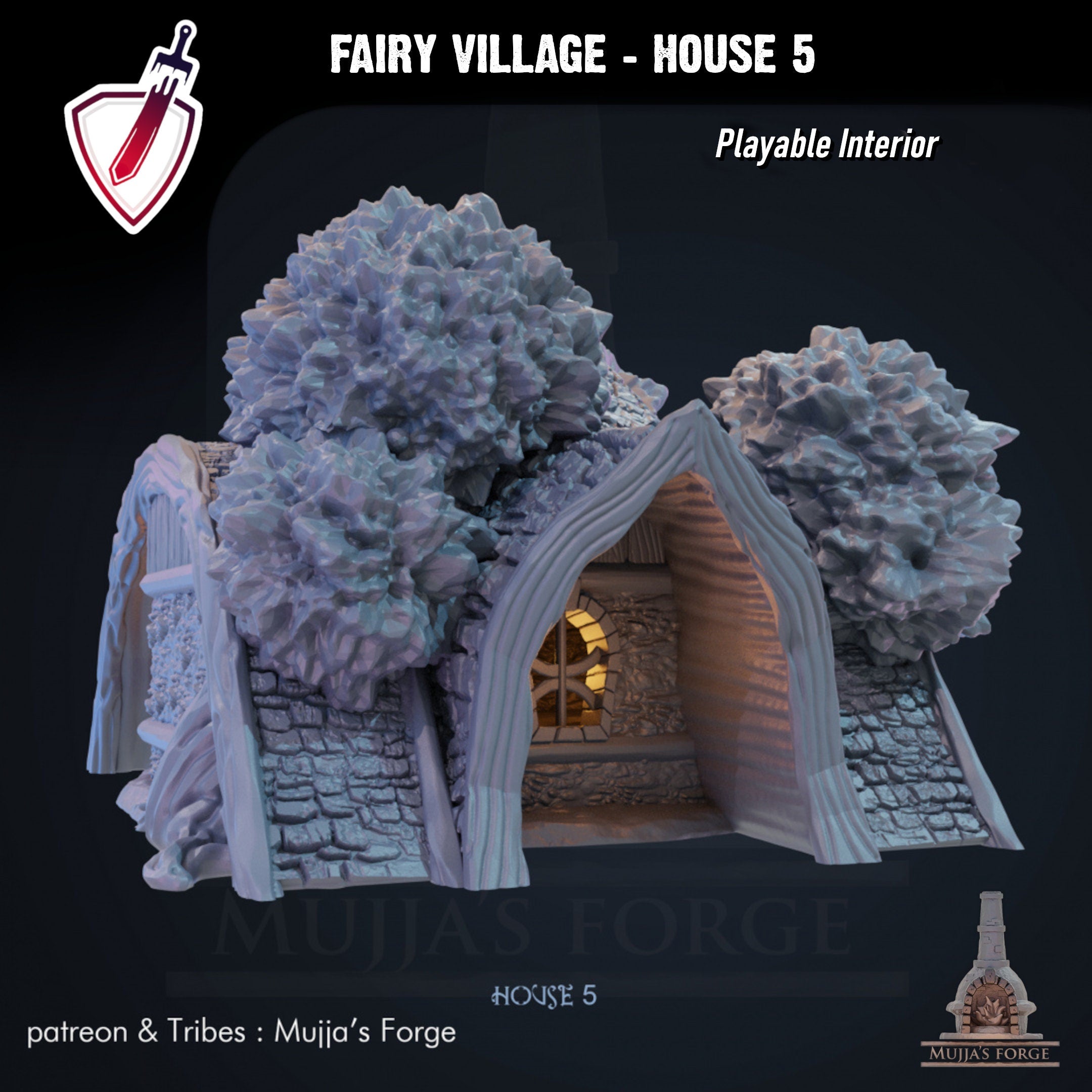 Fairy Village House 5 | By Mujja'S Forge | Forest Themed Building Terrain With Interior | Great For Any Tabletop RPG! - Brush and Battle