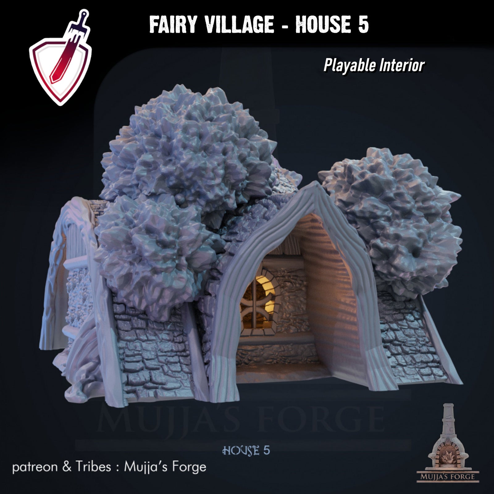 Fairy Village House 5 | By Mujja'S Forge | Forest Themed Building Terrain With Interior | Great For Any Tabletop RPG! - Brush and Battle