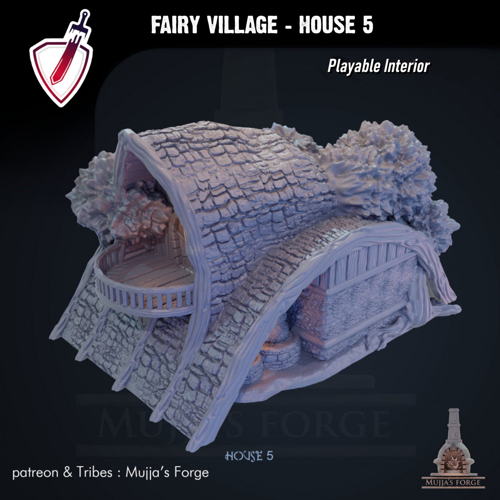 Fairy Village House 5 | By Mujja'S Forge | Forest Themed Building Terrain With Interior | Great For Any Tabletop RPG! - Brush and Battle