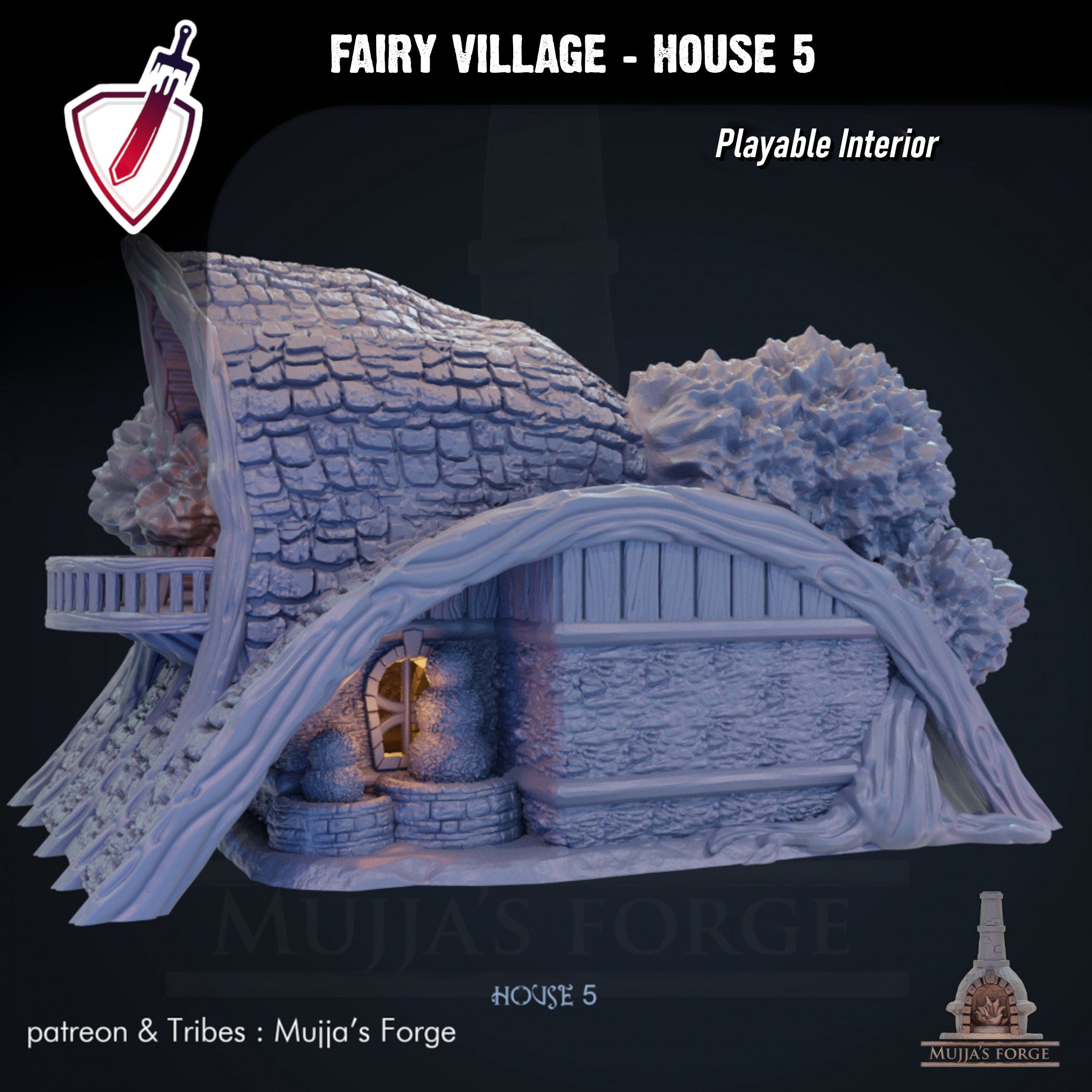 Fairy Village House 5 | By Mujja'S Forge | Forest Themed Building Terrain With Interior | Great For Any Tabletop RPG! - Brush and Battle