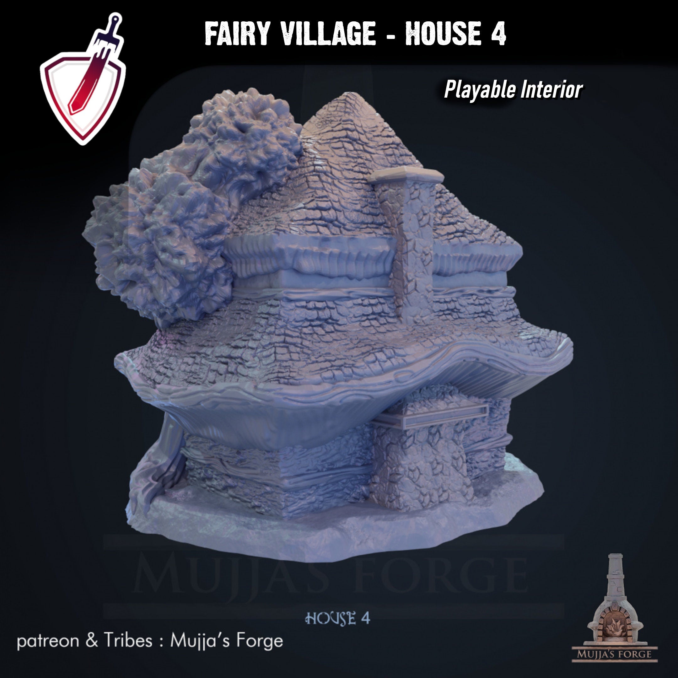 Fairy Village House 4 | By Mujja'S Forge | Forest Themed Building Terrain With Interior | Great For Any Tabletop RPG! - Brush and Battle