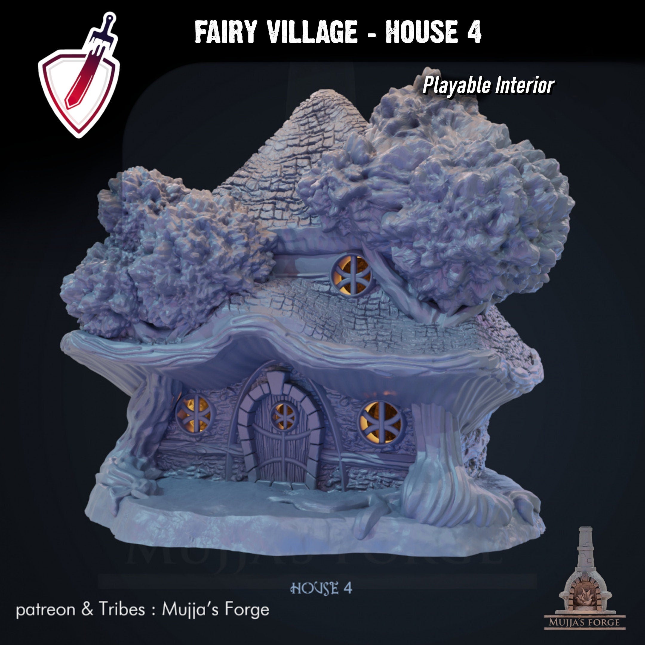 Fairy Village House 4 | By Mujja'S Forge | Forest Themed Building Terrain With Interior | Great For Any Tabletop RPG! - Brush and Battle