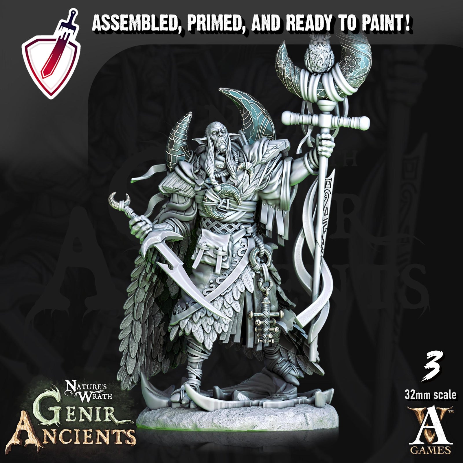 Grovebred Druids | Miniatures by Archvillain Games | Resin mini for tabletop gaming, D&D, Pathfinder, painting | Assembled and Primed