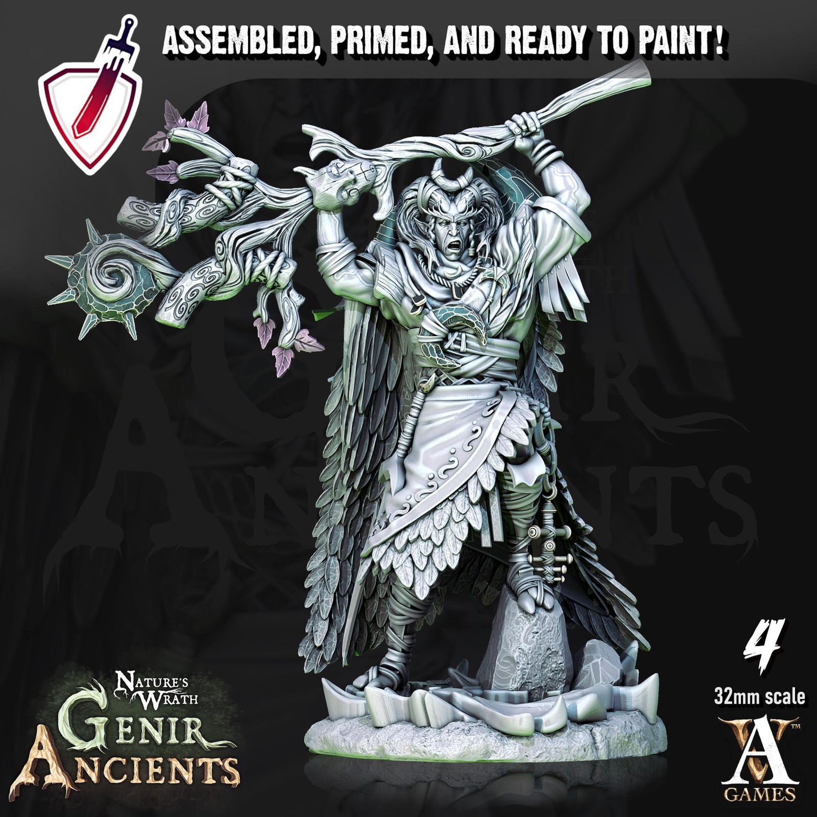 Grovebred Druids | Miniatures by Archvillain Games | Resin mini for tabletop gaming, D&D, Pathfinder, painting | Assembled and Primed