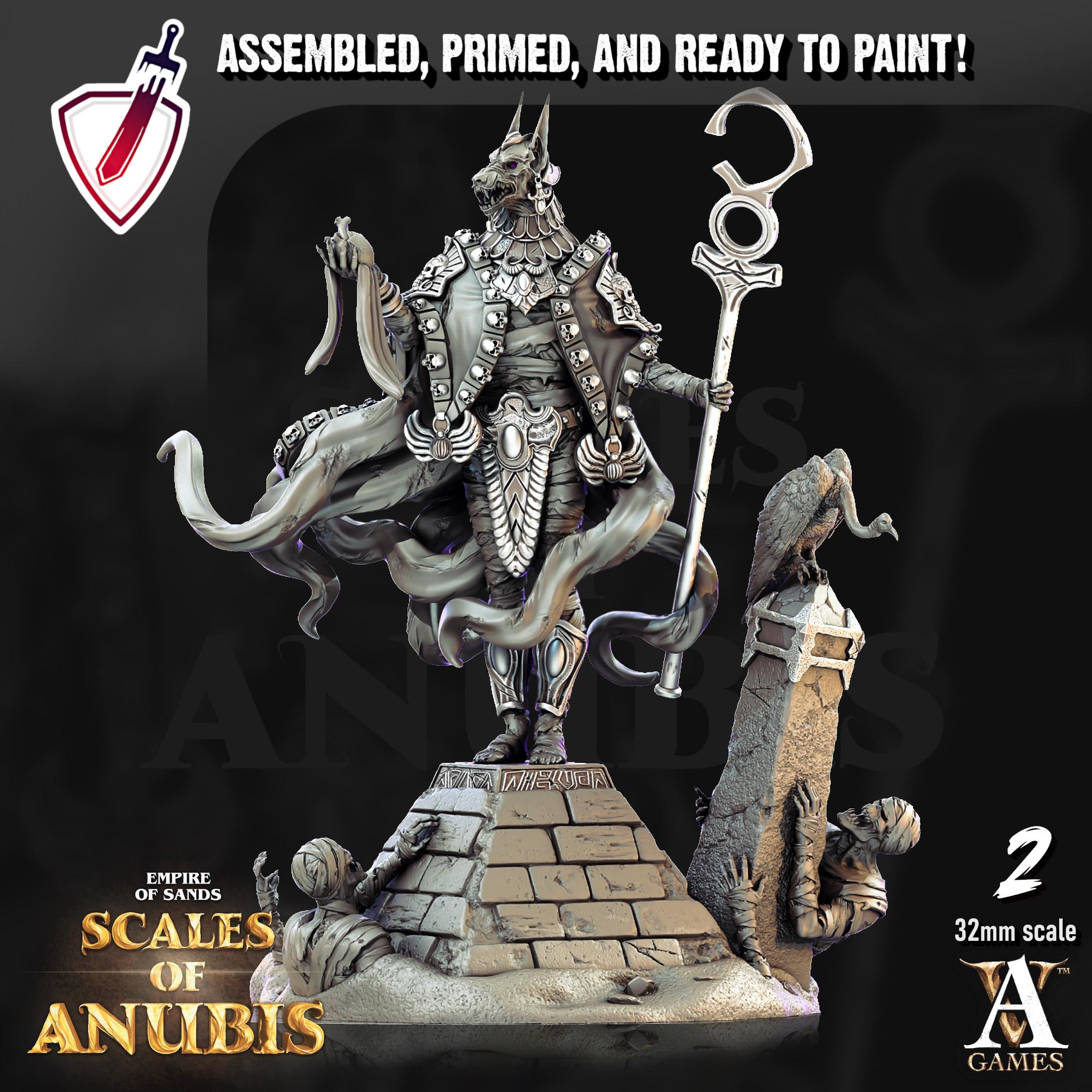 Anubian Priests | Miniatures by Archvillain Games | Resin mini for tabletop gaming, D&D, Pathfinder, and painting | Assembled and Primed