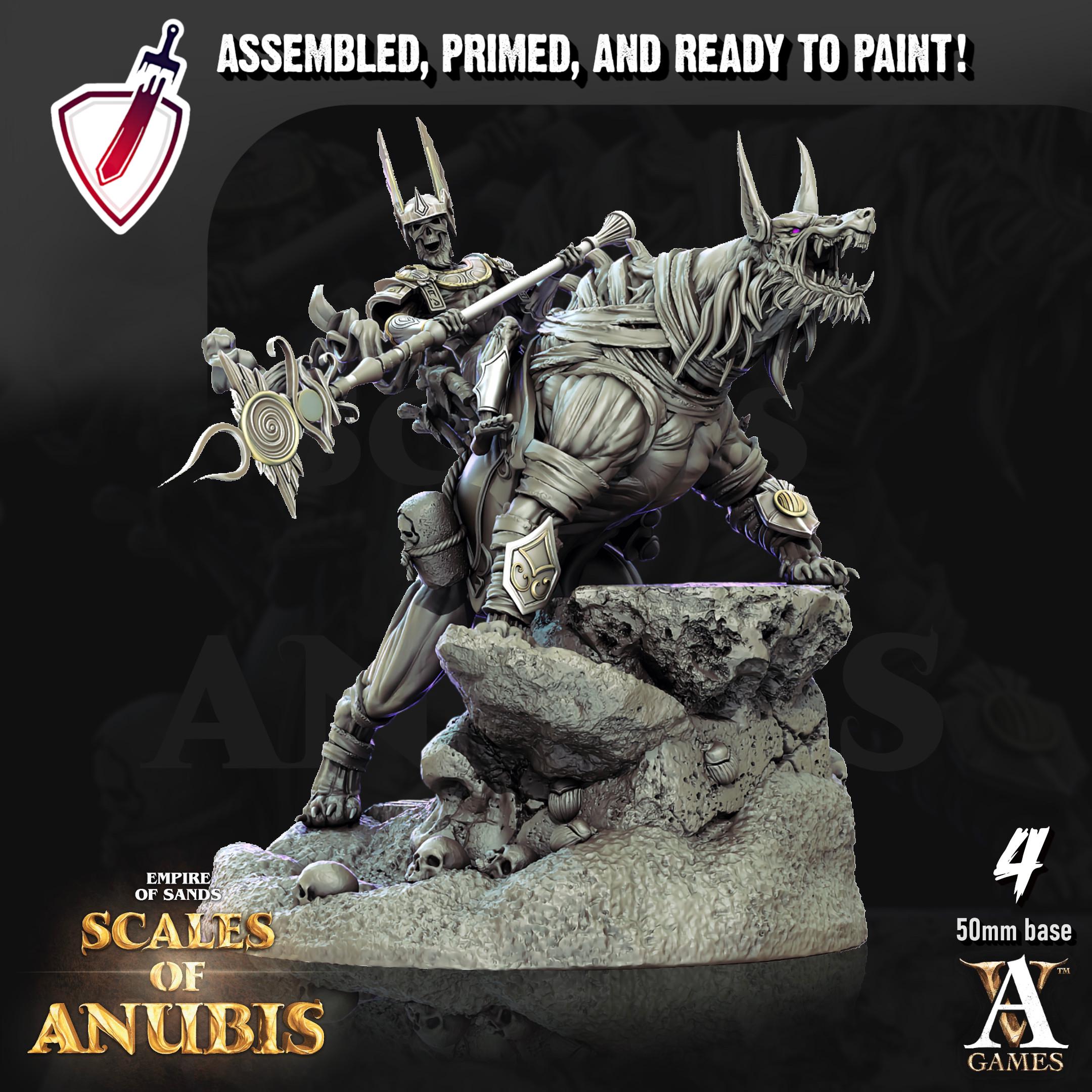 Anubian Wardog Riders | Miniatures by Archvillain Games | Resin Mini For Tabletop Gaming, D&D, Pathfinder, Painting | Assembled and Primed