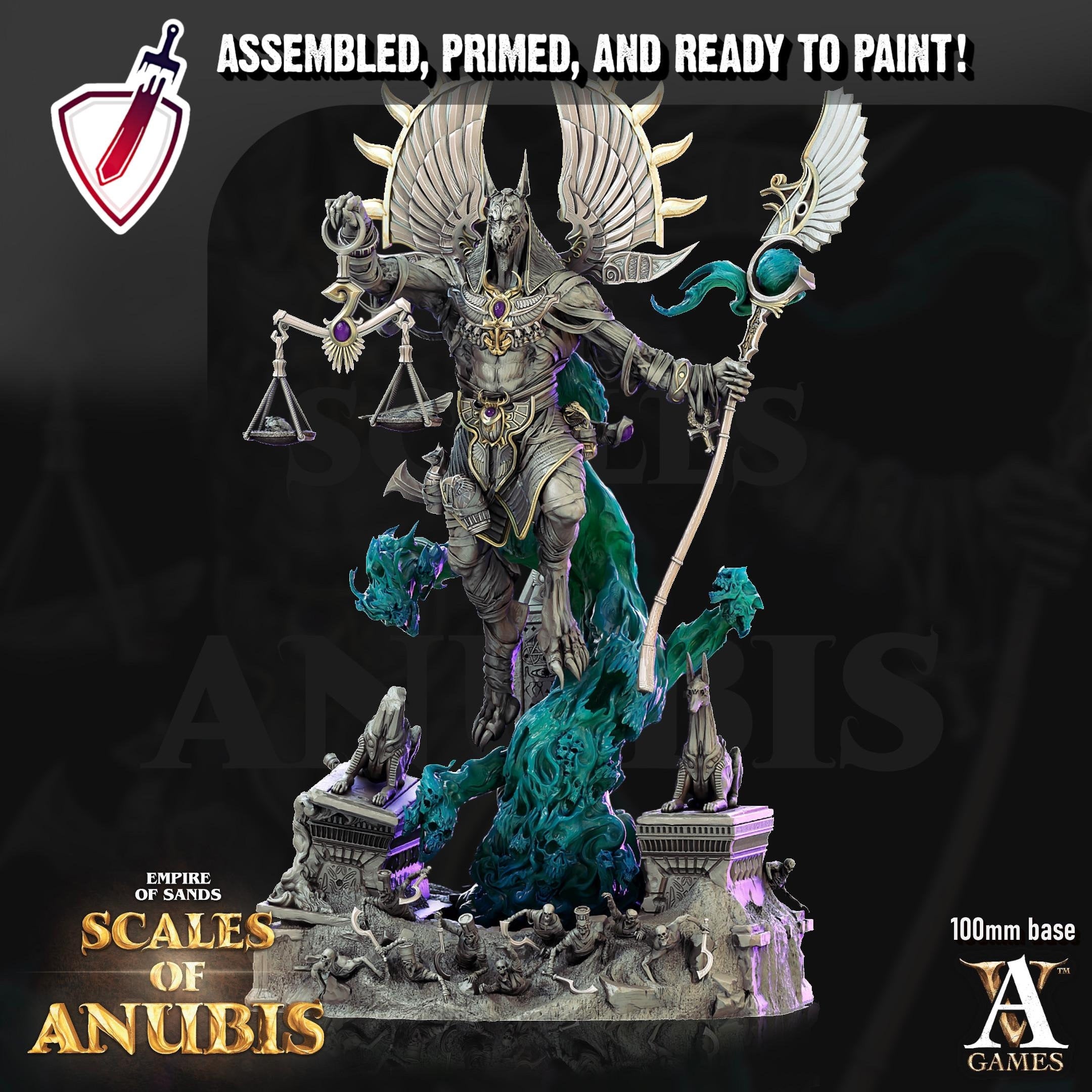 Anubis | (Massive) Miniature by Archvillain Games | Resin Mini For Tabletop Gaming, D&D, Pathfinder, and Painting | Assembled and Primed