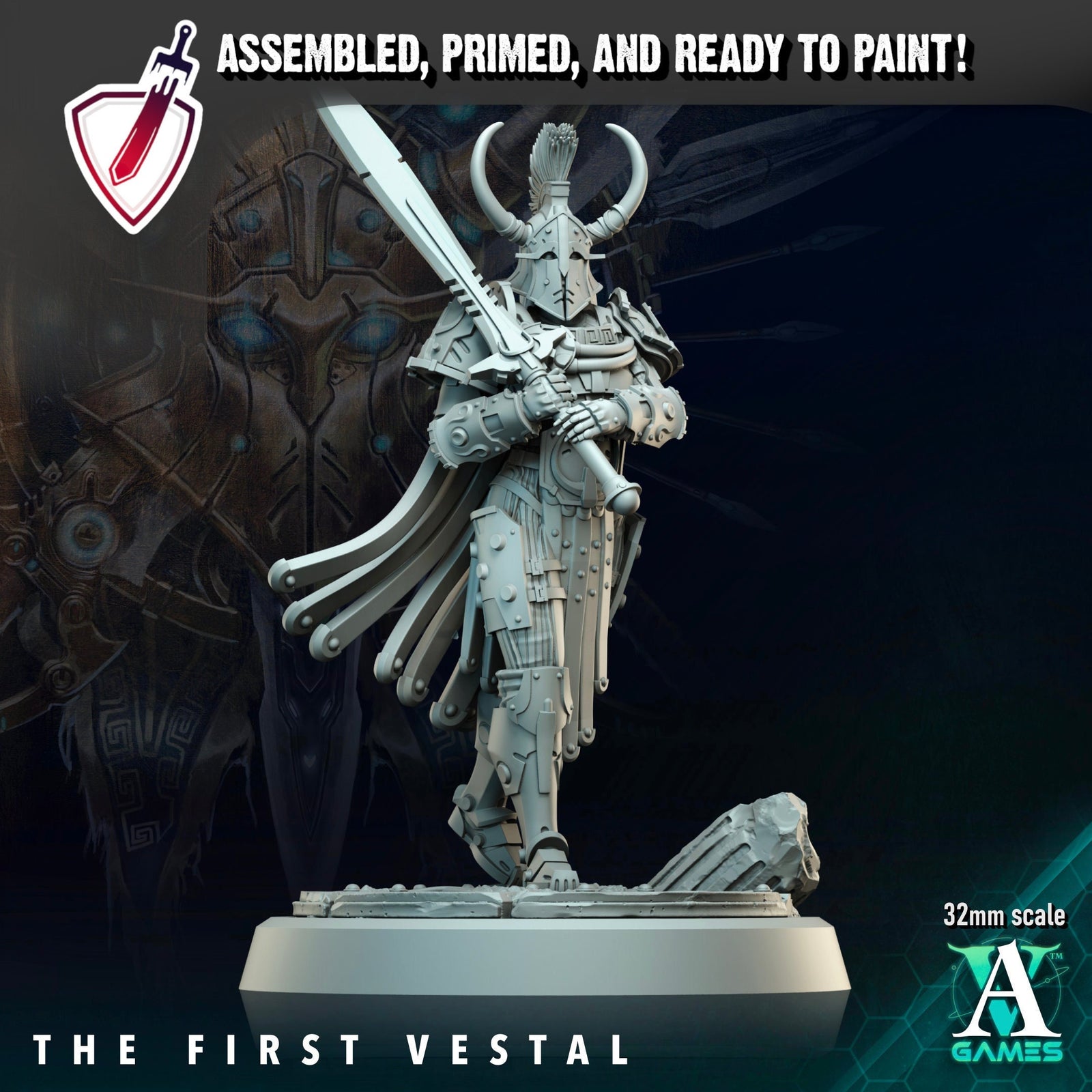 The First Vestal | Miniature By Archvillain Games | For Tabletop Gaming, D&D, Wargaming, And Painting | Assembled And Primed - Brush and Battle