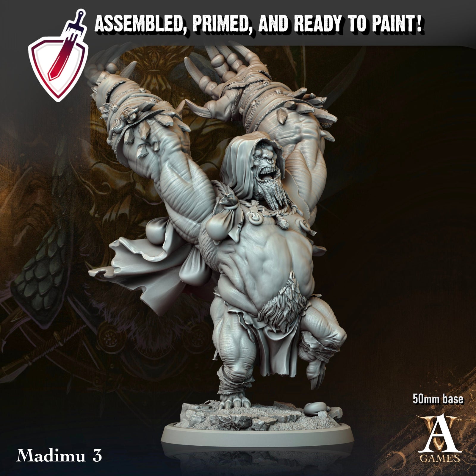 Madimu | Miniatures By Archvillain Games | For Tabletop Gaming, D&D, Pathfinder, And Painting | Assembled And Primed - Brush and Battle