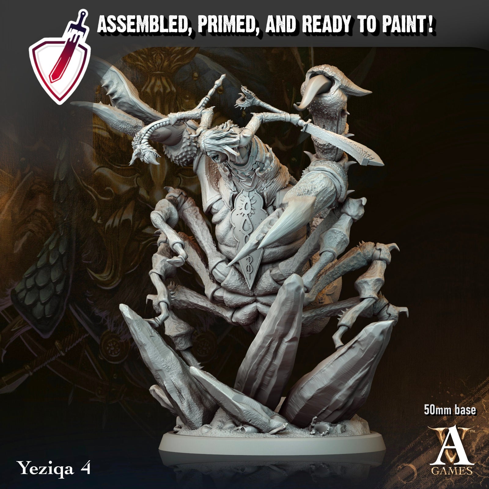 Yeziqa | Miniatures By Archvillain Games | For Tabletop Gaming, D&D, Pathfinder, And Painting | Assembled And Primed - Brush and Battle