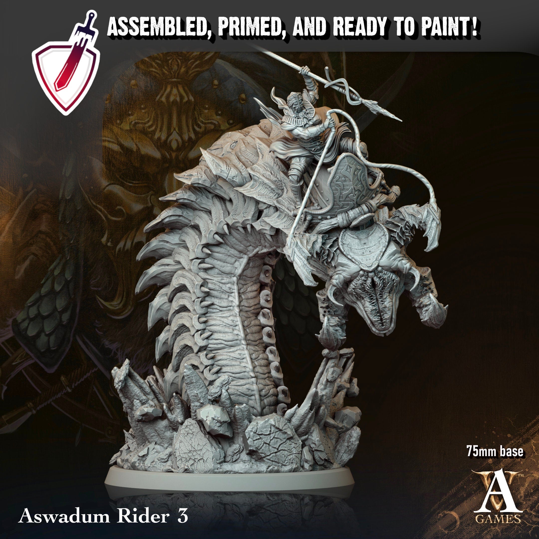 Aswadum Riders | Miniatures By Archvillain Games | For Tabletop Gaming, D&D, Pathfinder, And Painting | Assembled And Primed - Brush and Battle