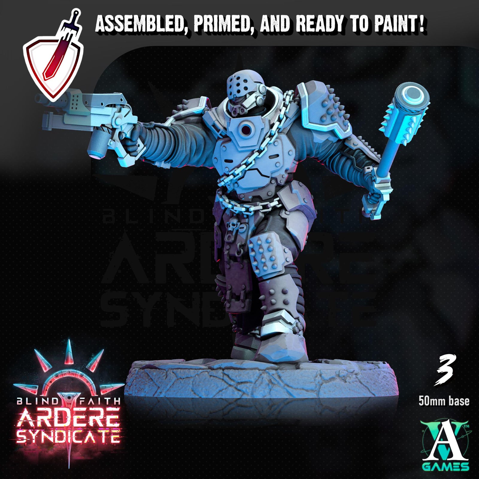 Arderite Heavy Infantry | Miniatures by Archvillain Games | Resin Mini for Tabletop Gaming, D&D, Wargaming, Painting | Assembled and Primed