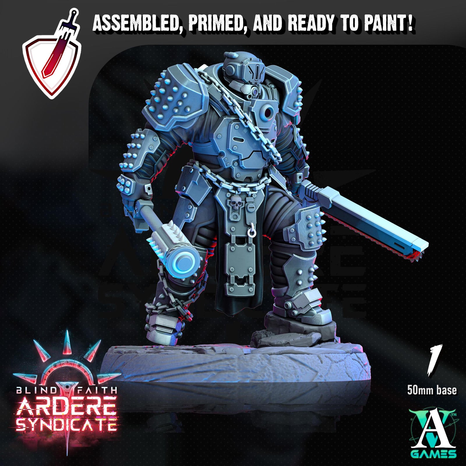 Arderite Heavy Infantry | Miniatures by Archvillain Games | Resin Mini for Tabletop Gaming, D&D, Wargaming, Painting | Assembled and Primed