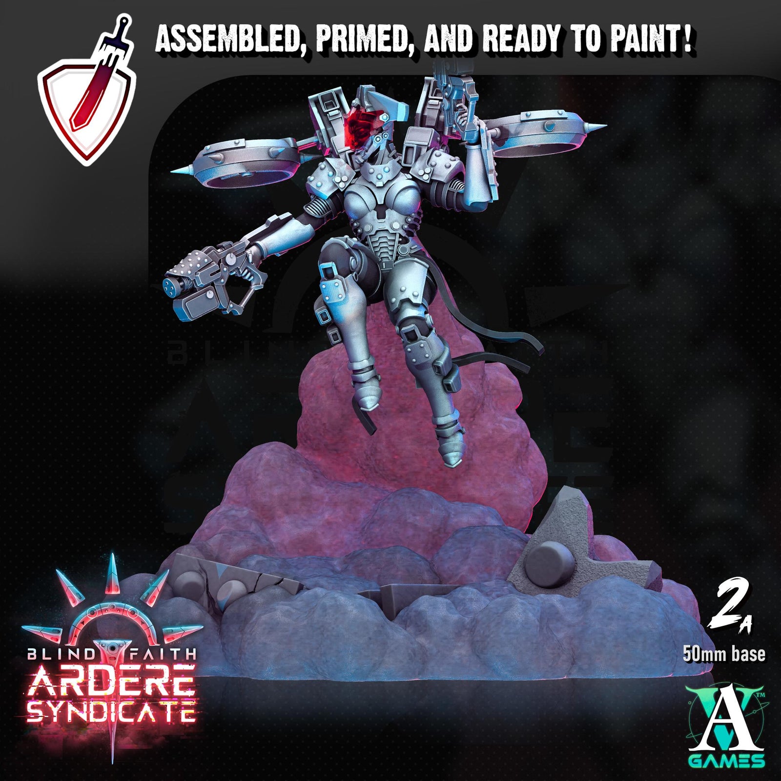 Arderite Valkyries | Miniatures by Archvillain Games | Resin Mini for Tabletop Gaming, D&D, Wargaming, Painting | Assembled and Primed