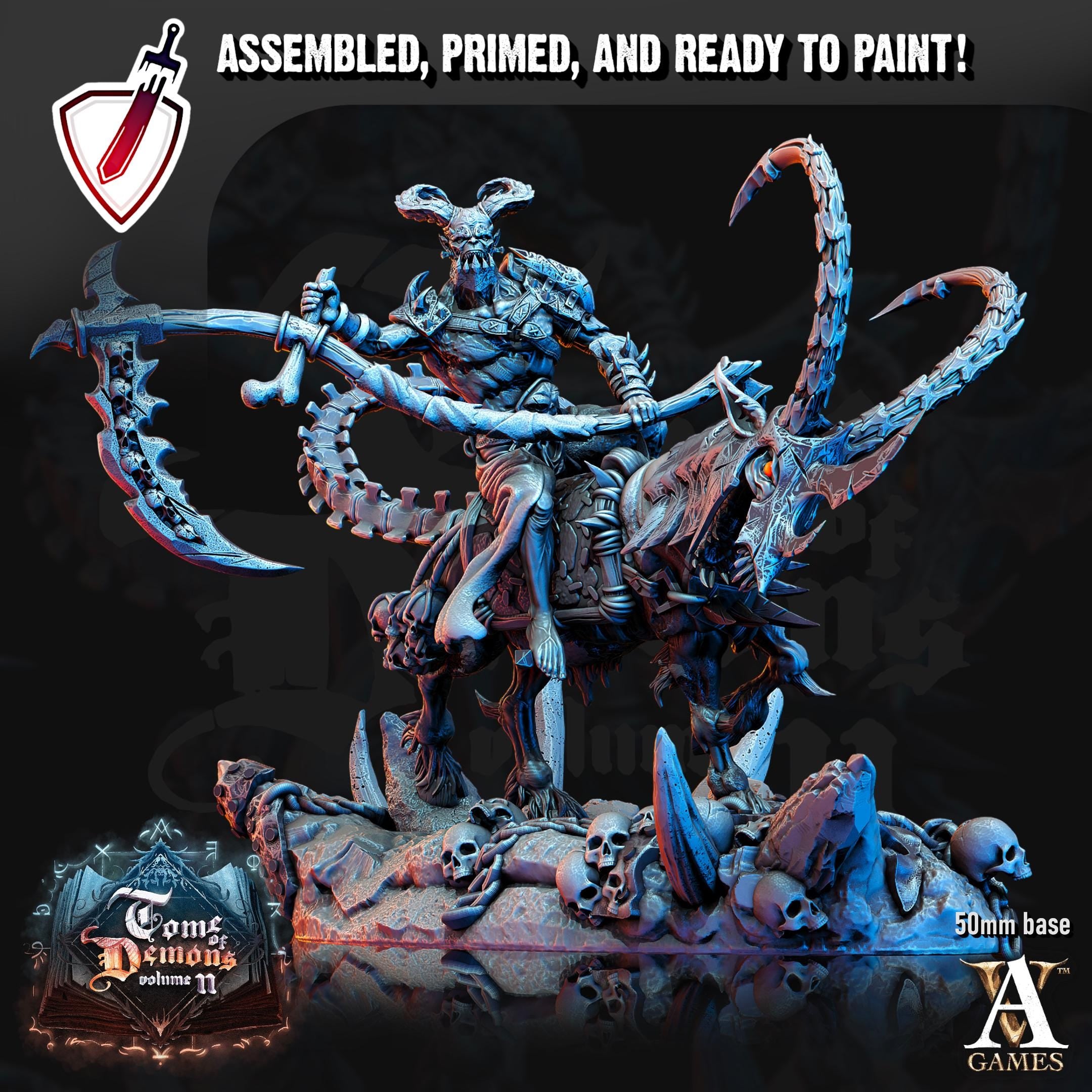 Bloodhorn Riders | Miniatures by Archvillain Games | Resin mini for tabletop gaming, D&D, Pathfinder, and painting | Assembled and Primed
