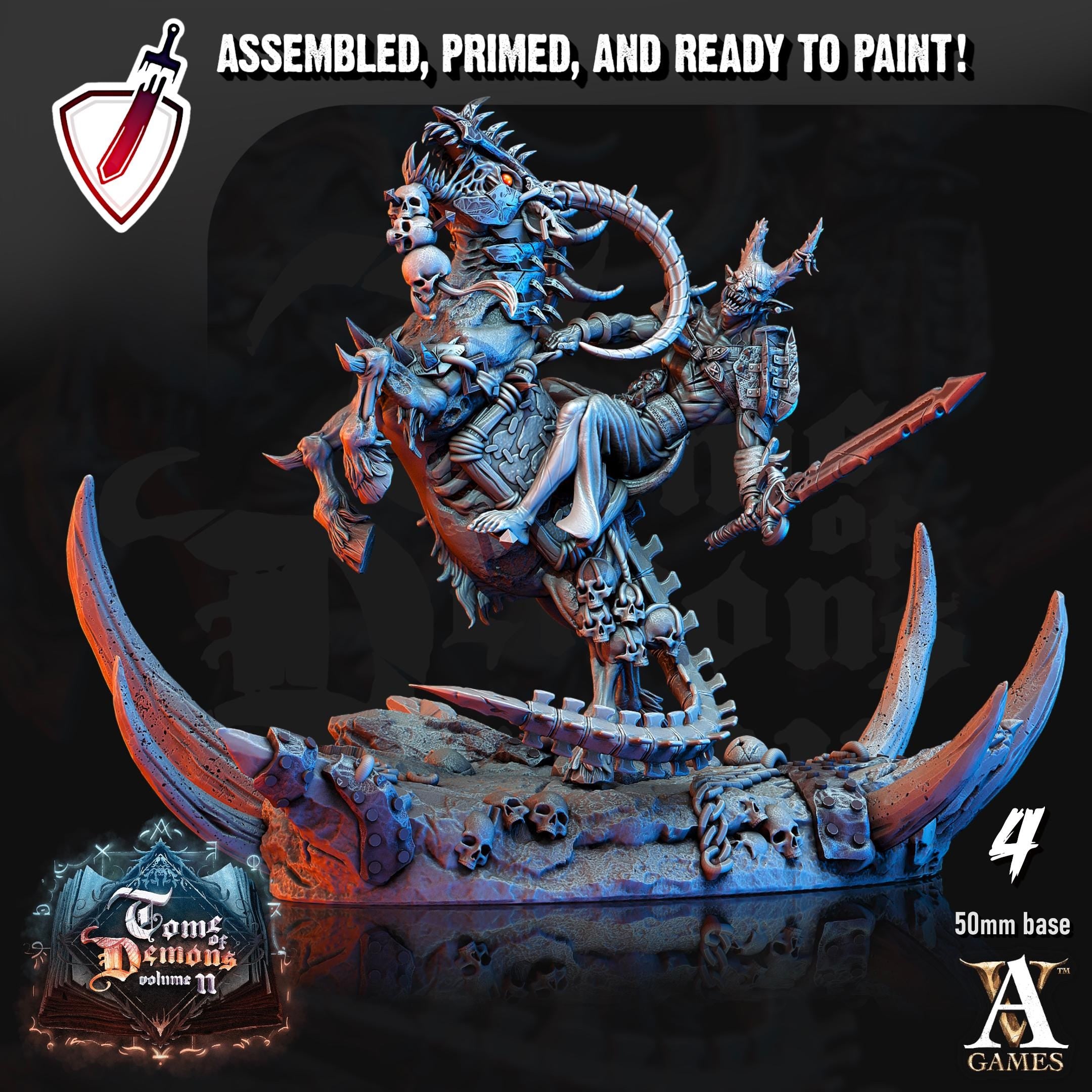 Bloodhorn Riders | Miniatures by Archvillain Games | Resin mini for tabletop gaming, D&D, Pathfinder, and painting | Assembled and Primed