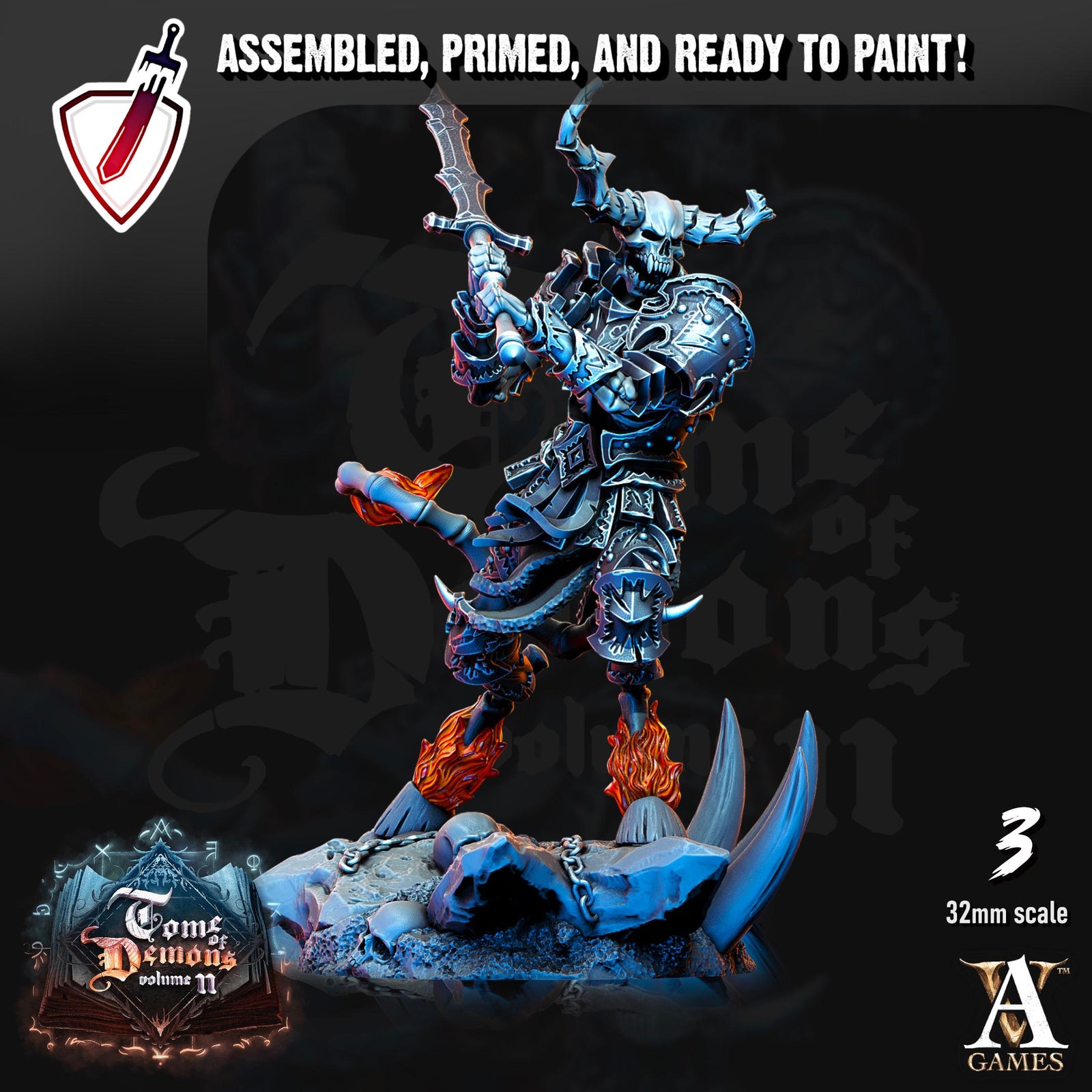 Demonskulls | Miniatures by Archvillain Games | Resin mini for tabletop gaming, D&D, Pathfinder, and painting | Assembled and Primed