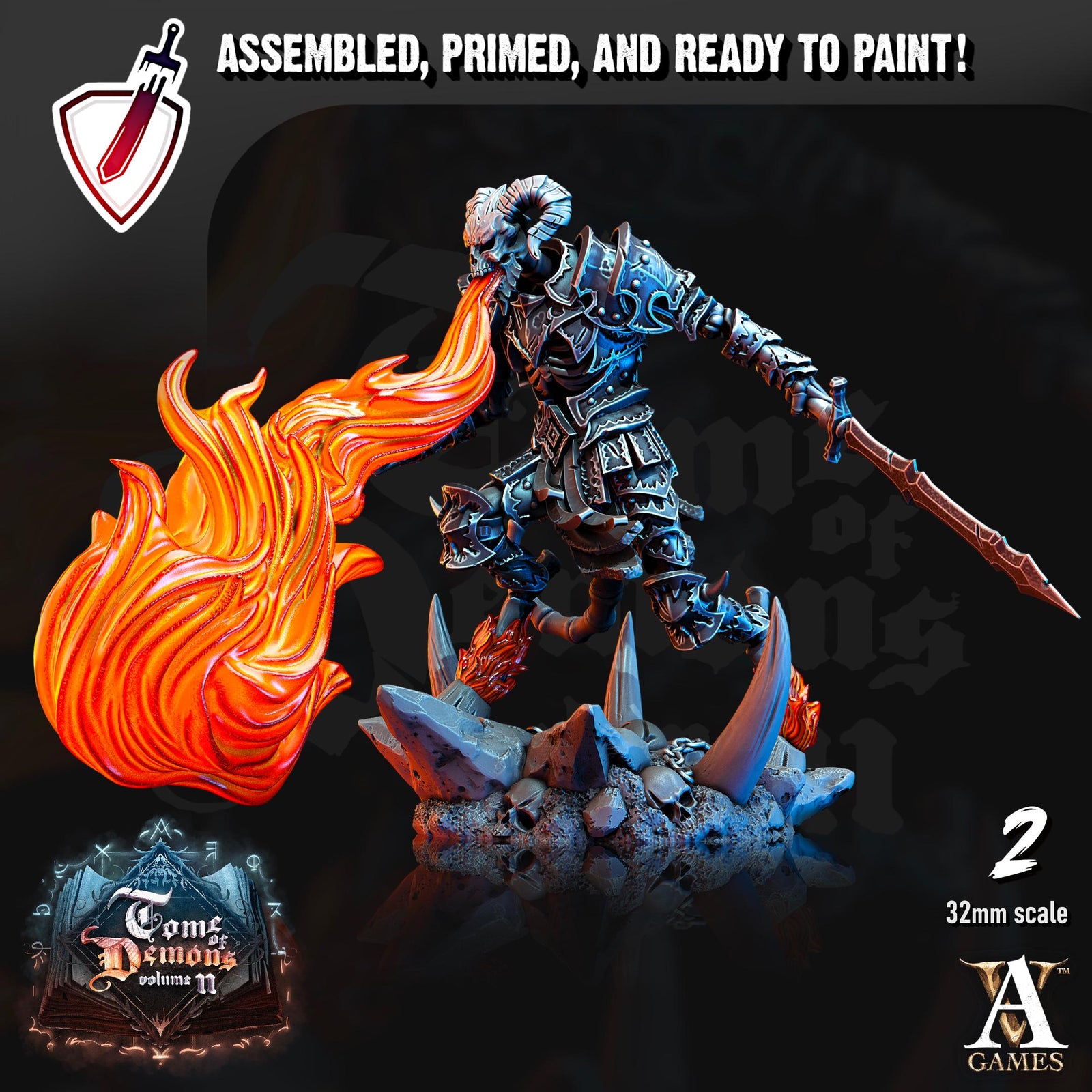 Demonskulls | Miniatures by Archvillain Games | Resin mini for tabletop gaming, D&D, Pathfinder, and painting | Assembled and Primed