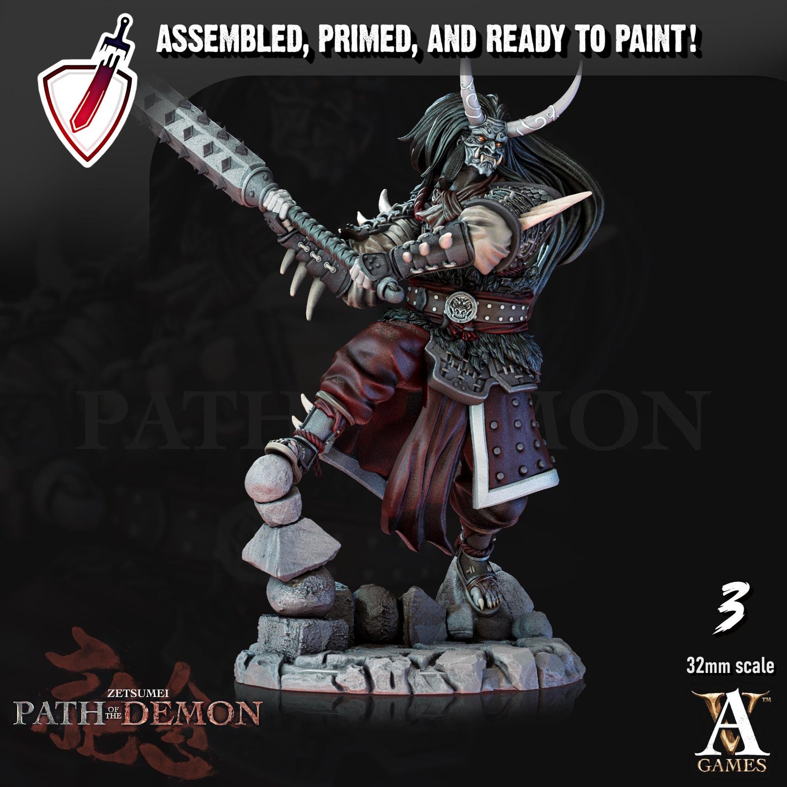 Ire Senshi | Miniatures by Archvillain Games | Resin mini for tabletop gaming, D&D, Pathfinder, and painting | Assembled and Primed