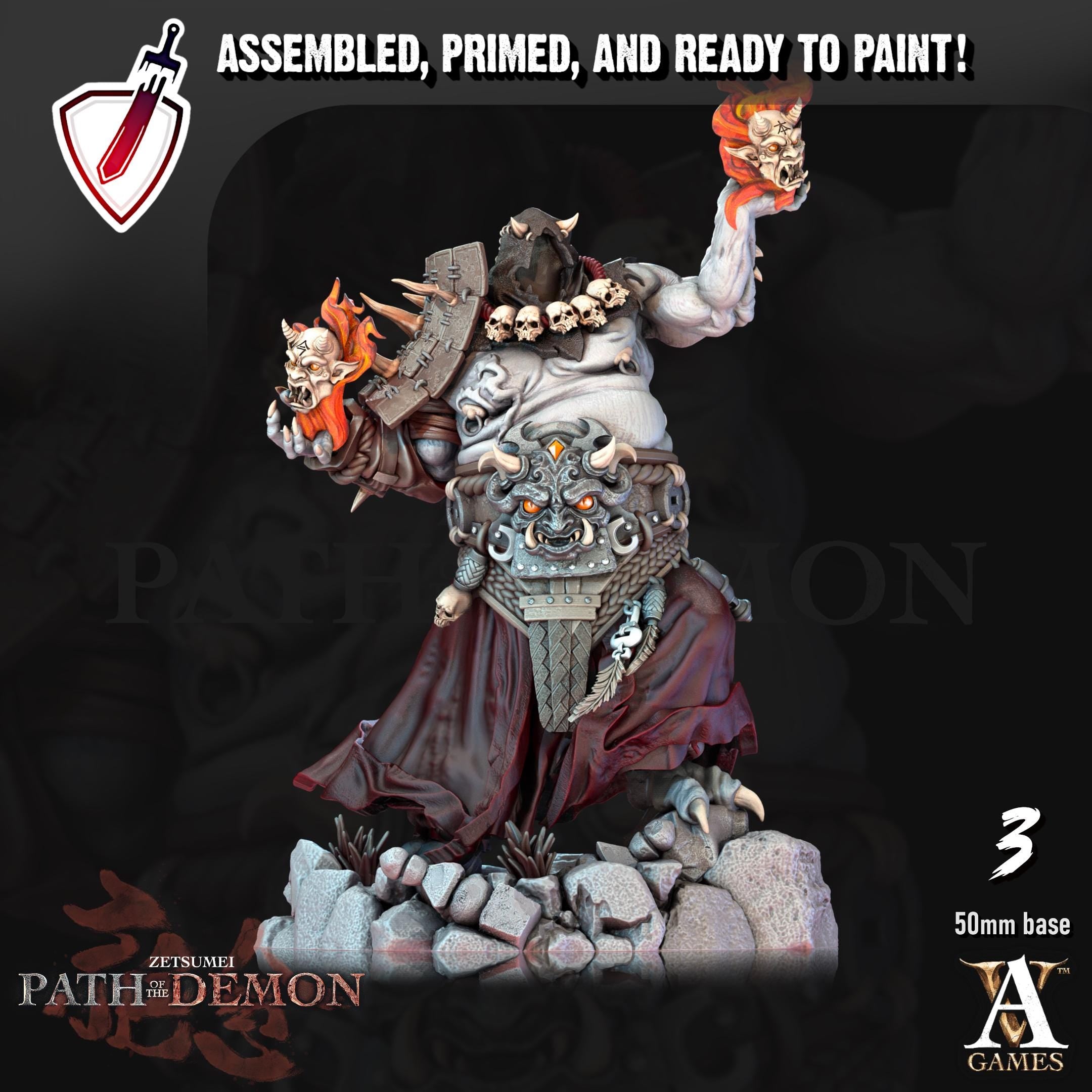 Shuten Oni | Miniatures by Archvillain Games | Resin mini for tabletop gaming, D&D, Pathfinder, and painting | Assembled and Primed